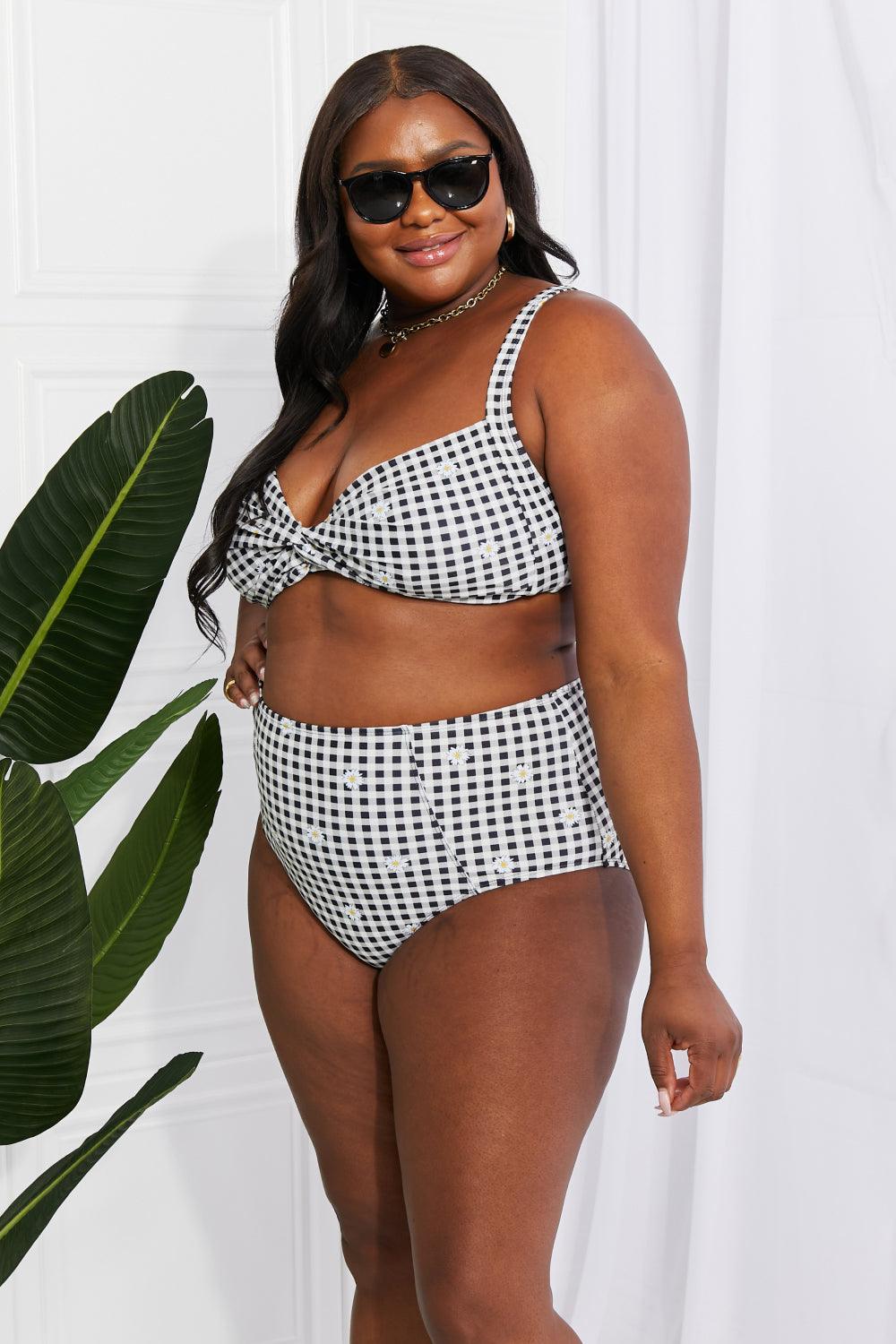 Marina West Swim Take A Dip Twist High-Rise Bikini in Black - Glamorous Boutique USA L.L.C.