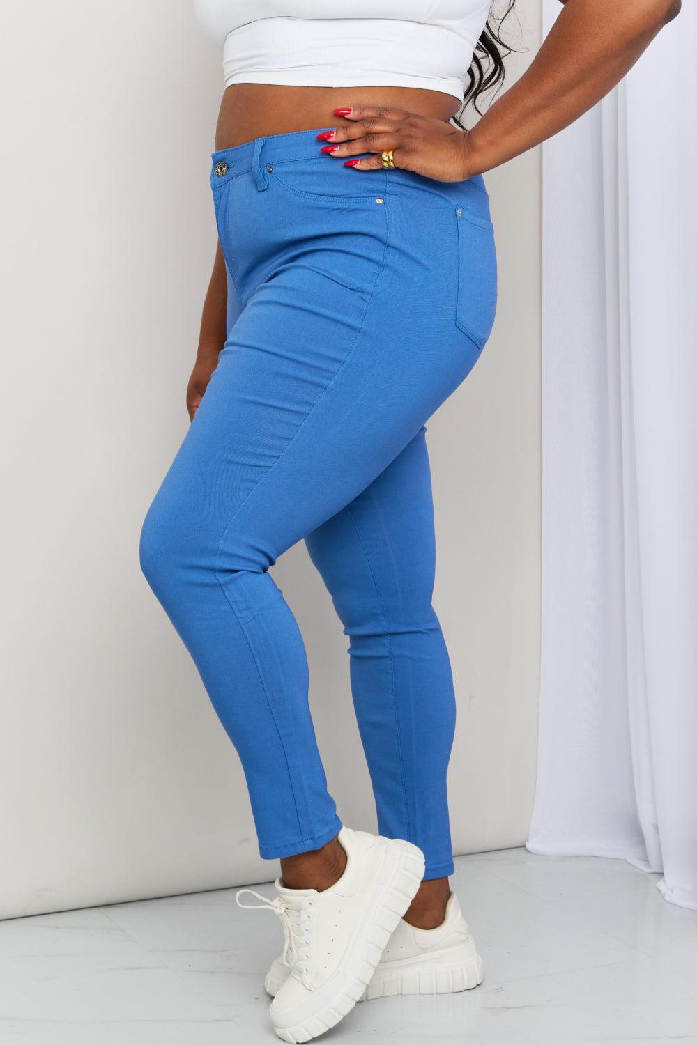 Full Size Mid-Rise Stretch Skinny Jeans in Electric Blue - Glamorous Boutique USA L.L.C.