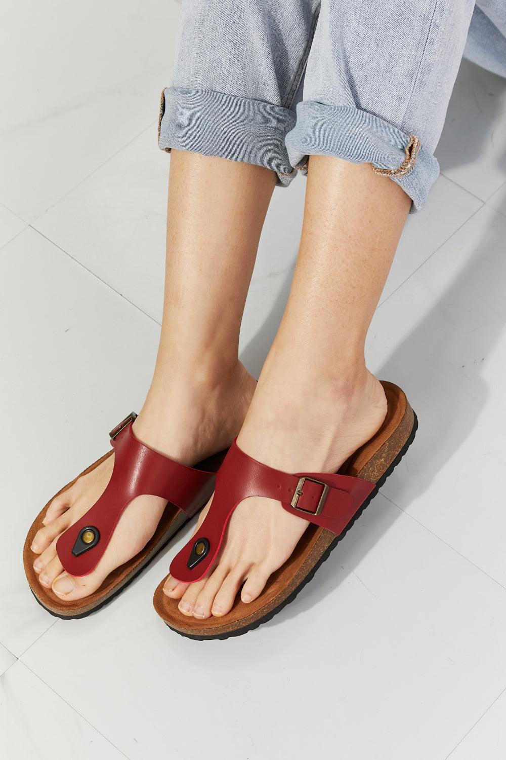 MMShoes Drift Away T-Strap Flip-Flop in Wine - Glamorous Boutique USA L.L.C.