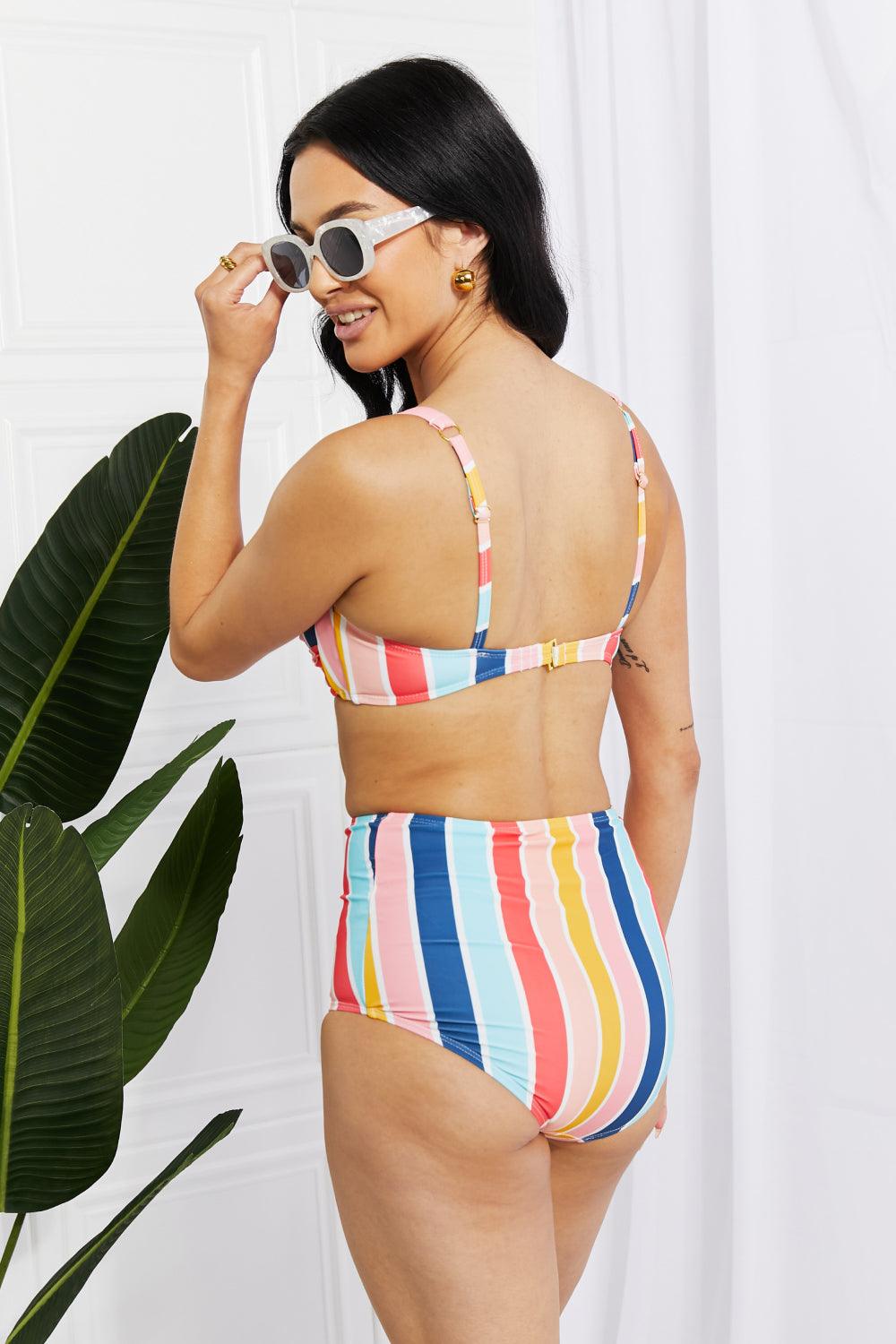 Marina West Swim Take A Dip Twist High-Rise Bikini in Stripe - Glamorous Boutique USA L.L.C.