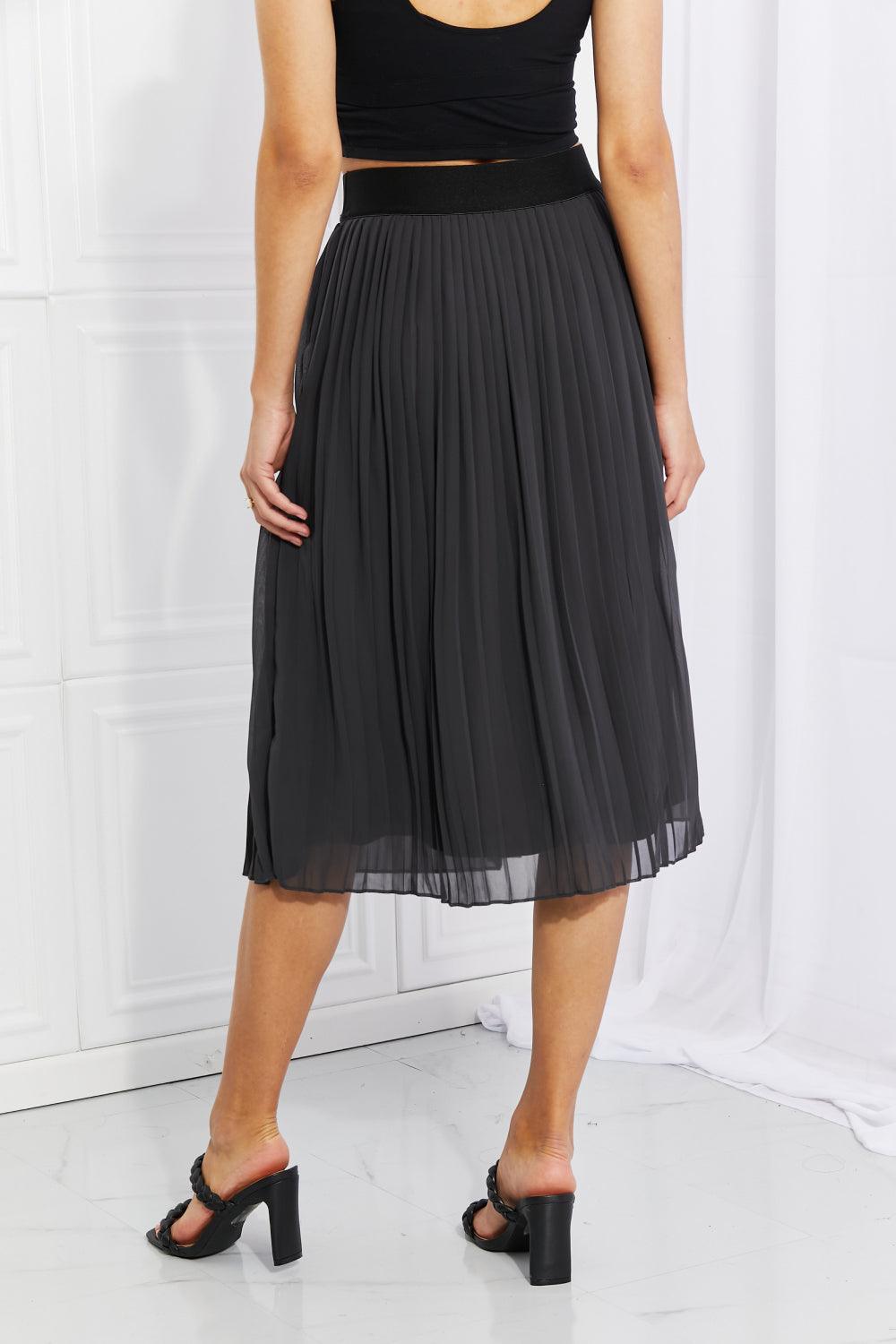 Zenana Full Size Romantic At Heart Pleated Chiffon Midi Skirt - Glamorous Boutique USA L.L.C.