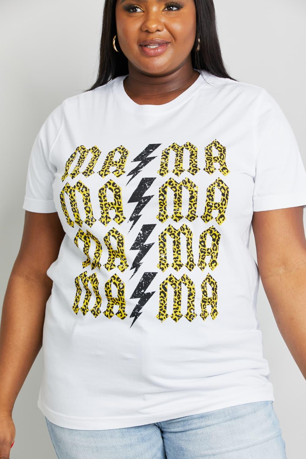 mineB Full Szie MAMA Leopard Lightning Graphic Tee - Glamorous Boutique USA L.L.C.