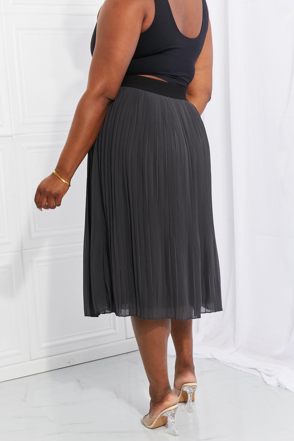 Zenana Full Size Romantic At Heart Pleated Chiffon Midi Skirt - Glamorous Boutique USA L.L.C.