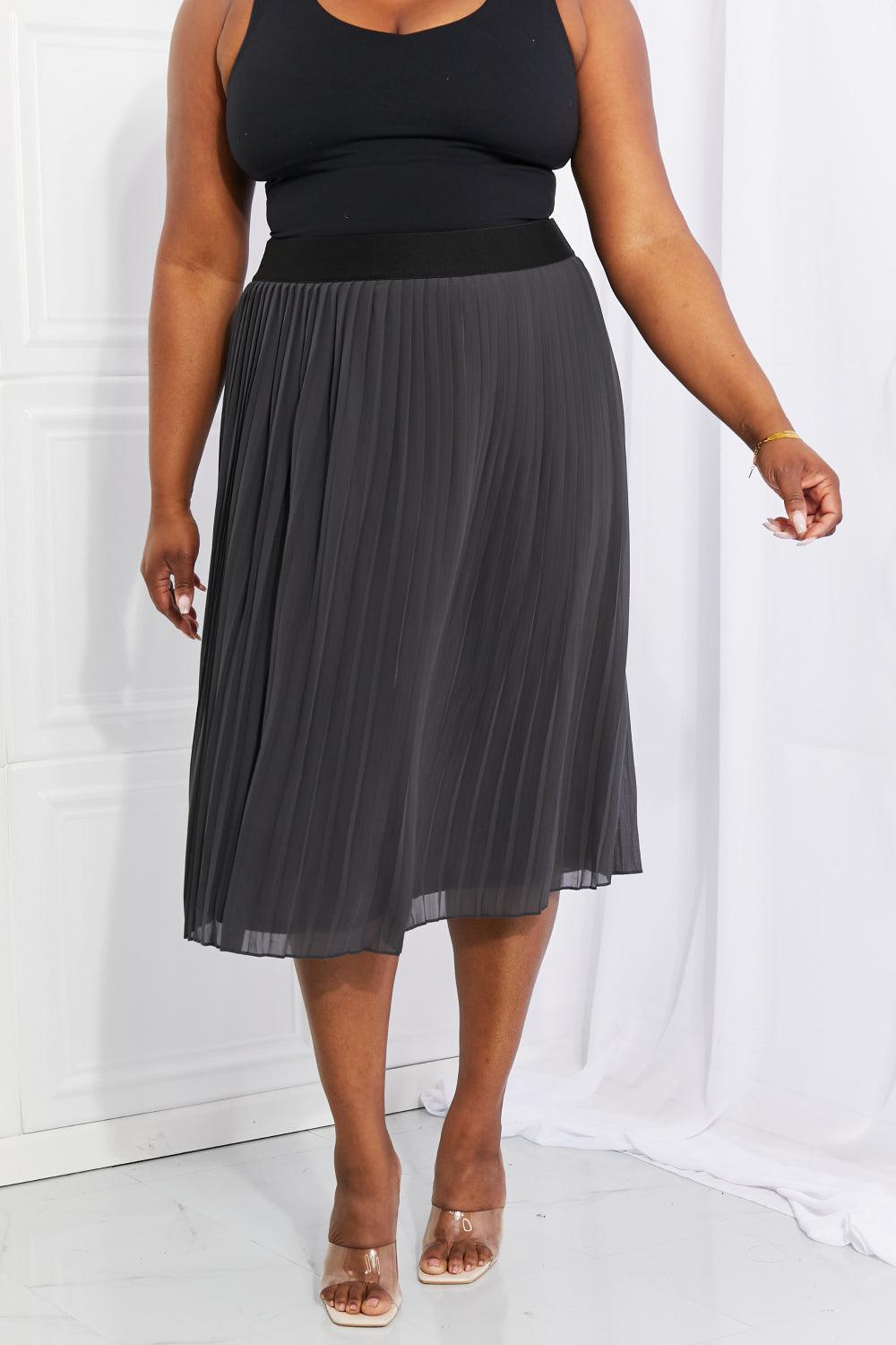 Zenana Full Size Romantic At Heart Pleated Chiffon Midi Skirt - Glamorous Boutique USA L.L.C.