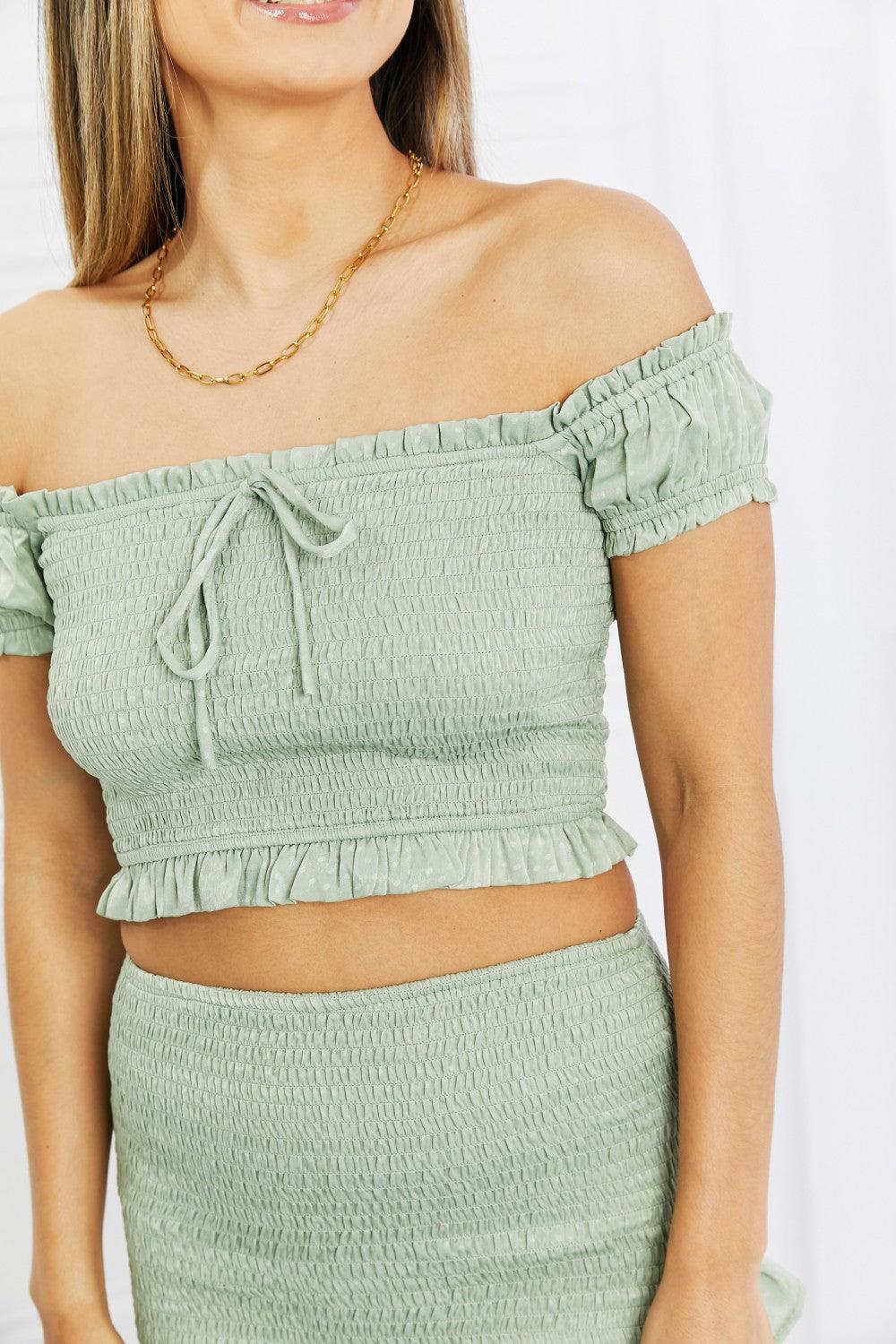 HYFVE Just Being Me Smocked Two-Piece Top & Skirt Set - Glamorous Boutique USA L.L.C.