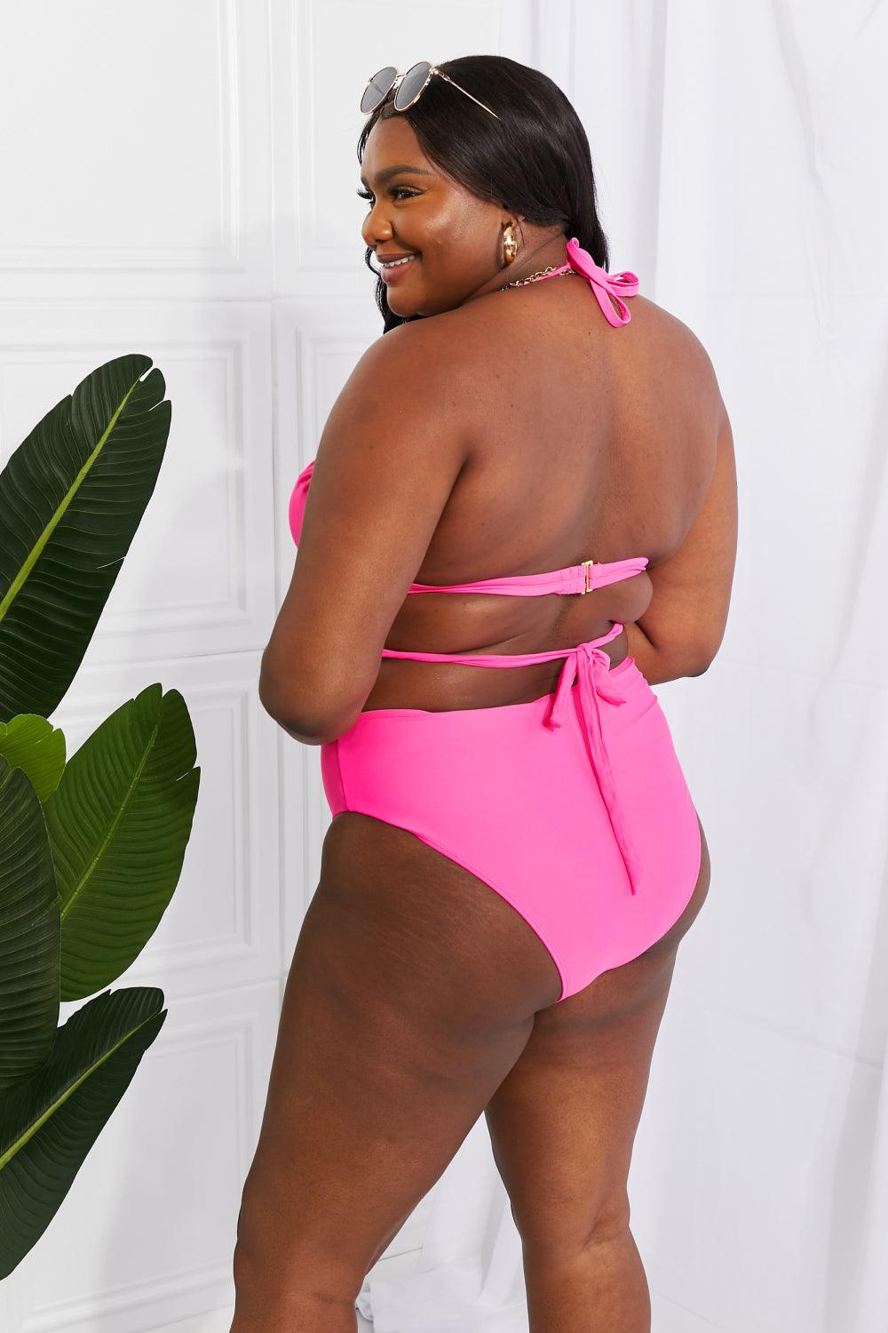 Marina West Swim Summer Splash Halter Bikini Set in Pink - Glamorous Boutique USA L.L.C.