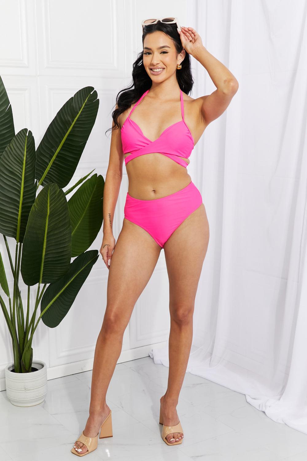 Marina West Swim Summer Splash Halter Bikini Set in Pink - Glamorous Boutique USA L.L.C.