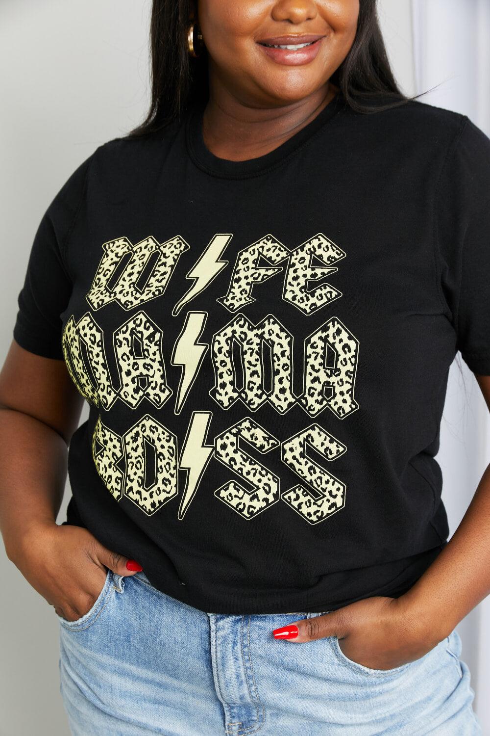 mineB Full Size Leopard Lightning Graphic Tee in Black - Glamorous Boutique USA L.L.C.