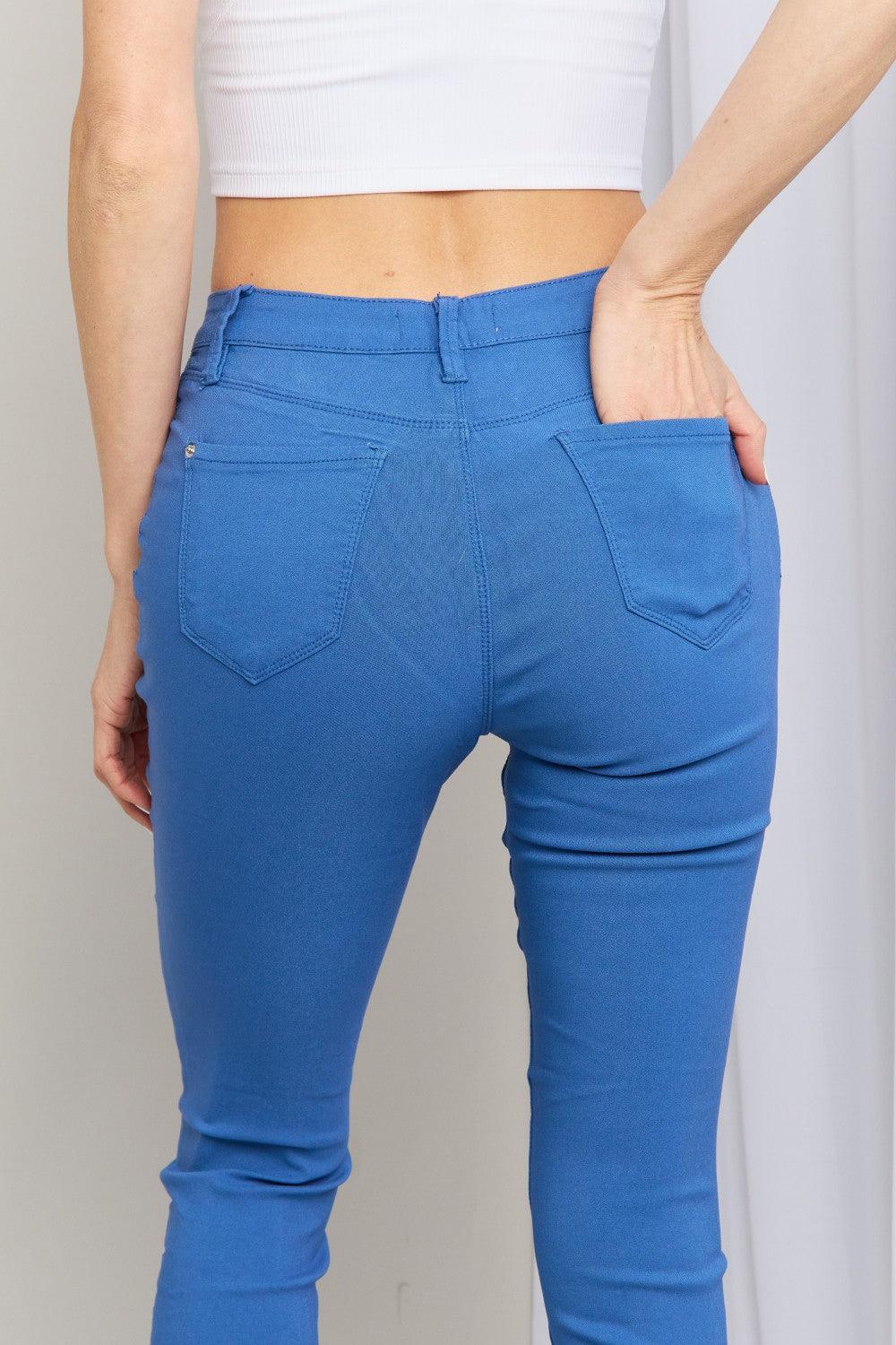 Full Size Mid-Rise Stretch Skinny Jeans in Electric Blue - Glamorous Boutique USA L.L.C.