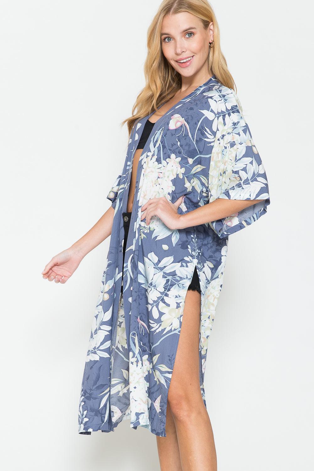 Justin Taylor Botanical Print Split Cover Up - Glamorous Boutique USA L.L.C.
