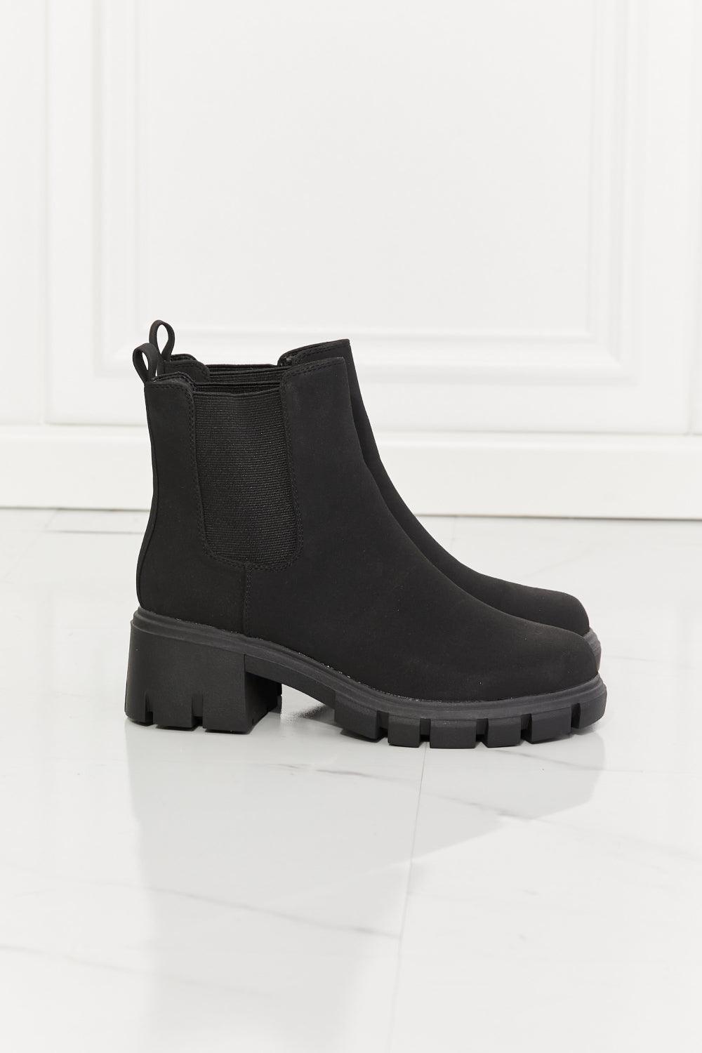 MMShoes Work For It Matte Lug Sole Chelsea Boots in Black - Glamorous Boutique USA L.L.C.