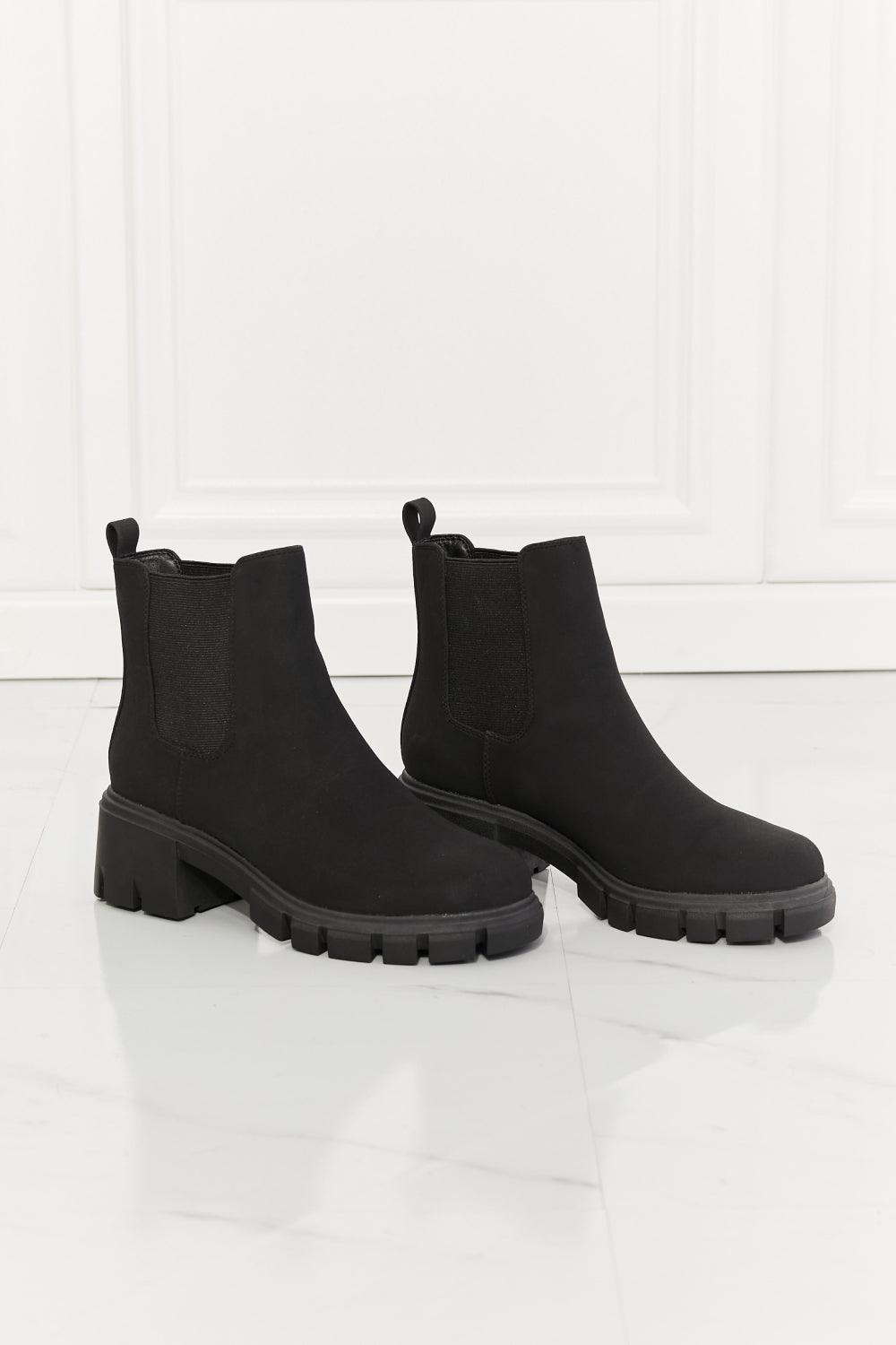 MMShoes Work For It Matte Lug Sole Chelsea Boots in Black - Glamorous Boutique USA L.L.C.