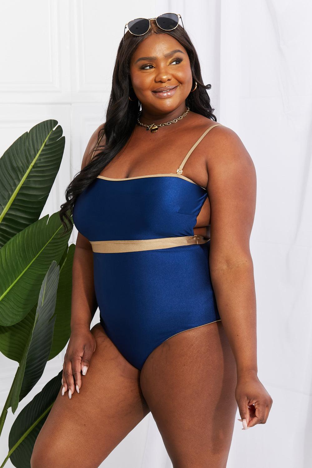 Marina West Swim Wave Break Contrast Trim One-Piece - Glamorous Boutique USA L.L.C.