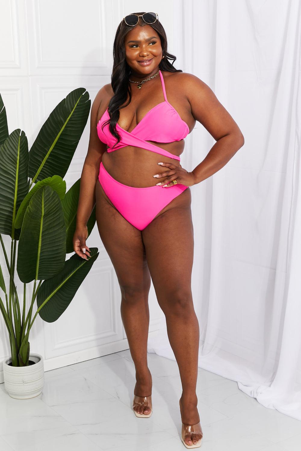 Marina West Swim Summer Splash Halter Bikini Set in Pink - Glamorous Boutique USA L.L.C.