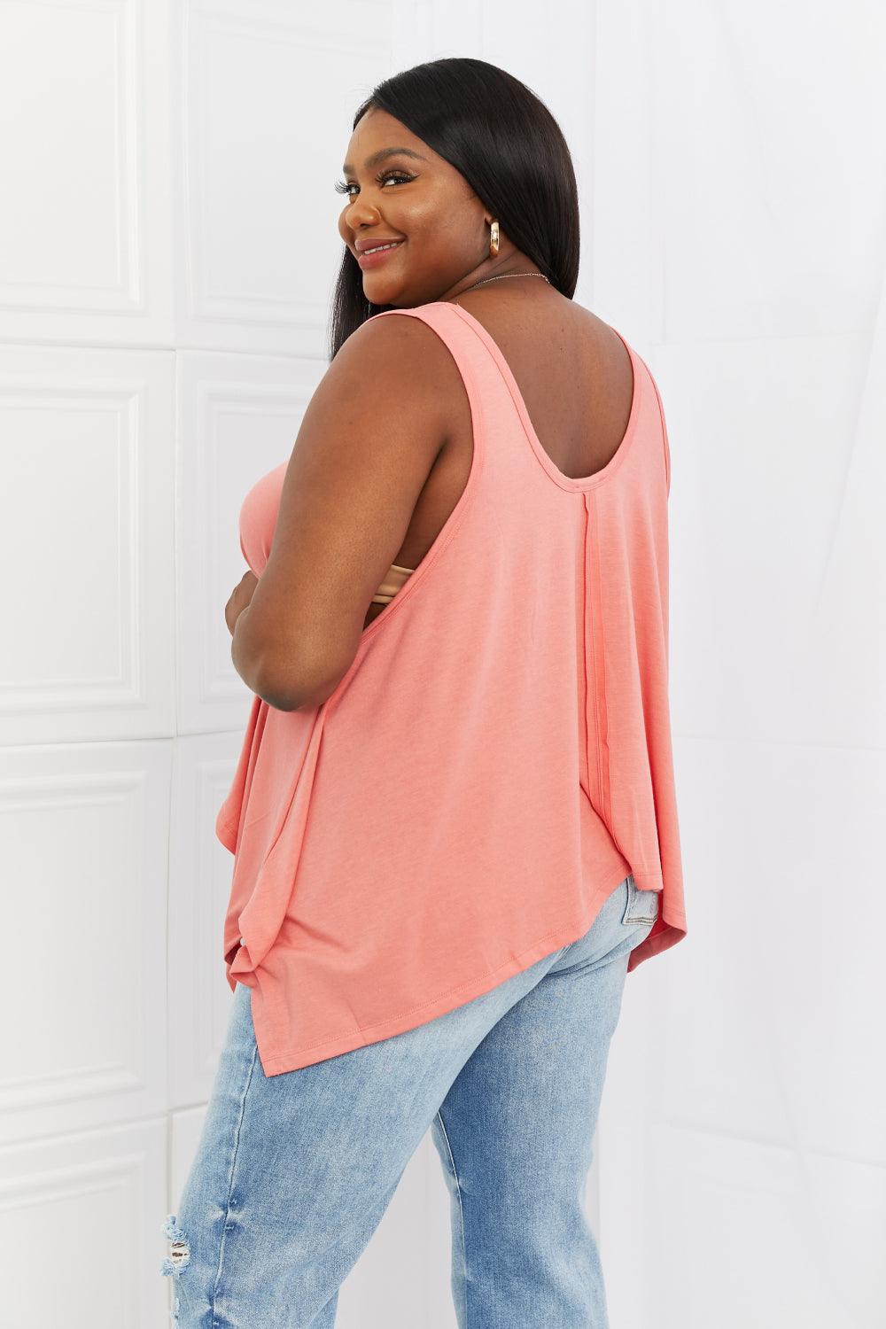 Zenana Feel The Sun Full Size Shark Bite Hem Top - Glamorous Boutique USA L.L.C.