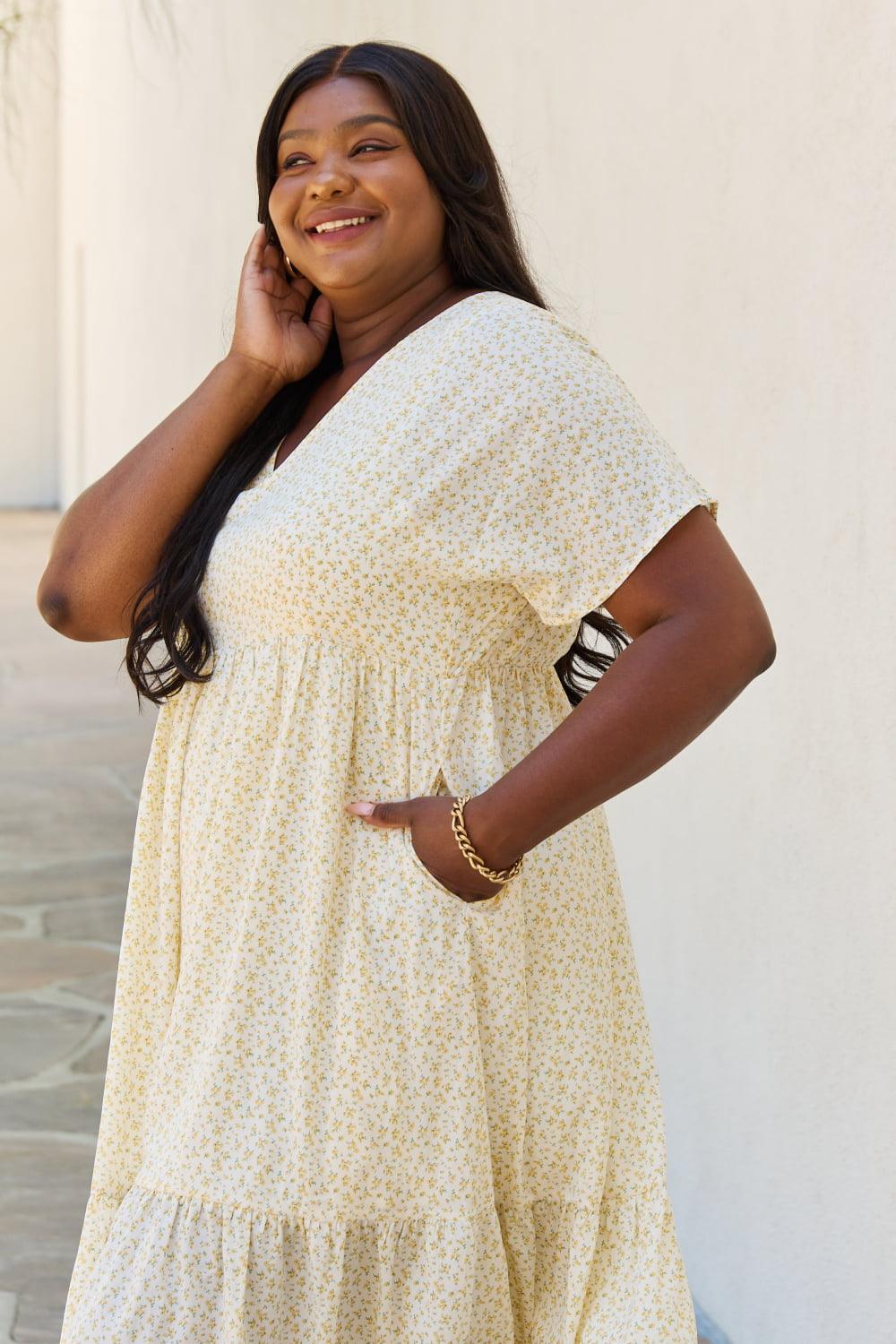 HEYSON Spring Baby Full Size Kimono Sleeve Midi Dress in Cream - Glamorous Boutique USA L.L.C.