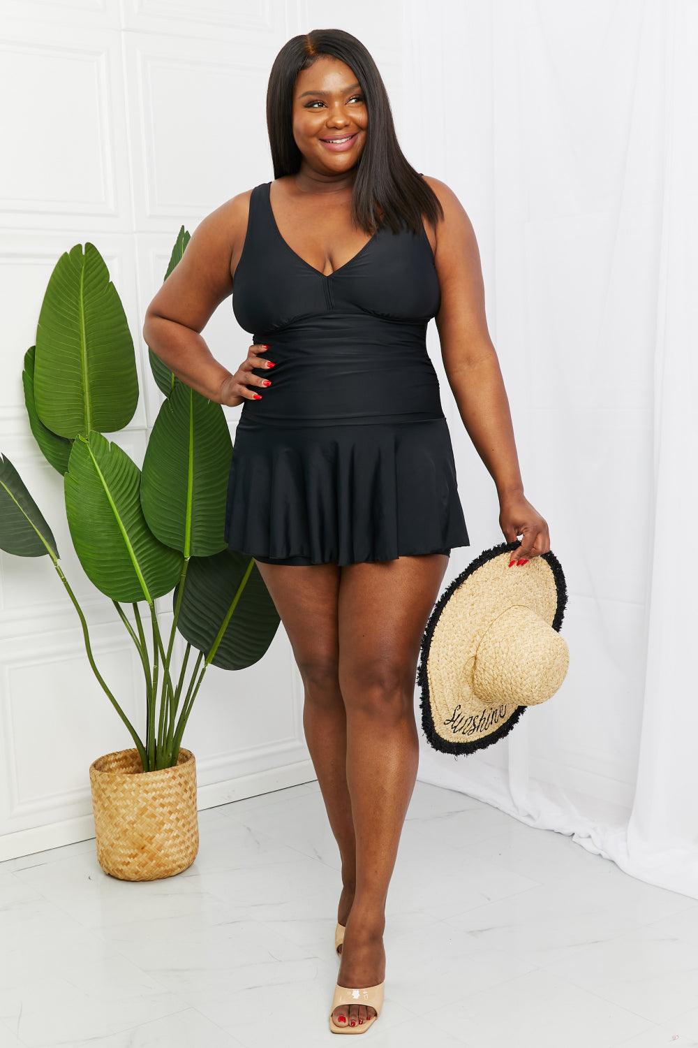 Marina West Swim Full Size Clear Waters Swim Dress in Black - Glamorous Boutique USA L.L.C.