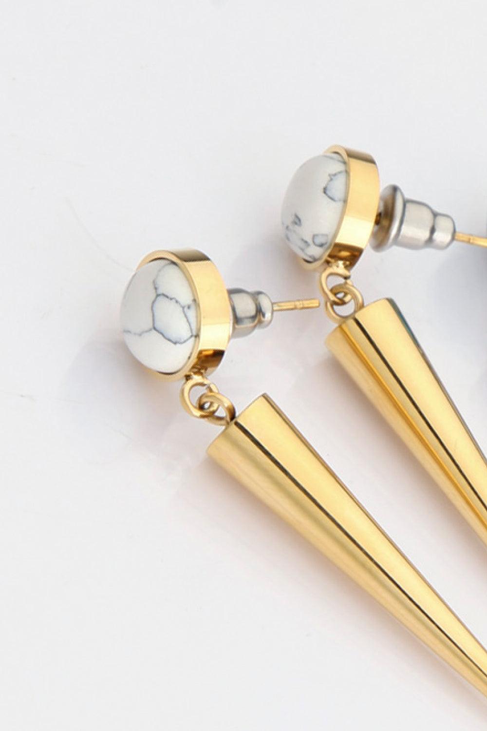 18K Stainless Steel Turquoise Drop Earrings - Glamorous Boutique USA L.L.C.