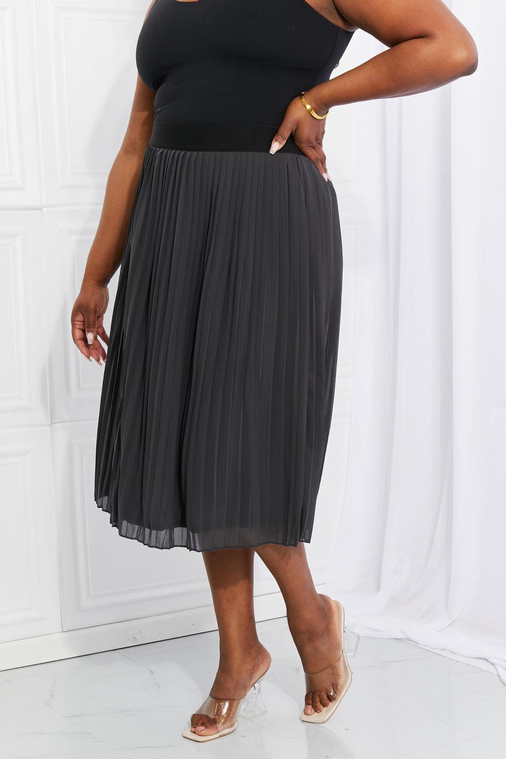 Zenana Full Size Romantic At Heart Pleated Chiffon Midi Skirt - Glamorous Boutique USA L.L.C.