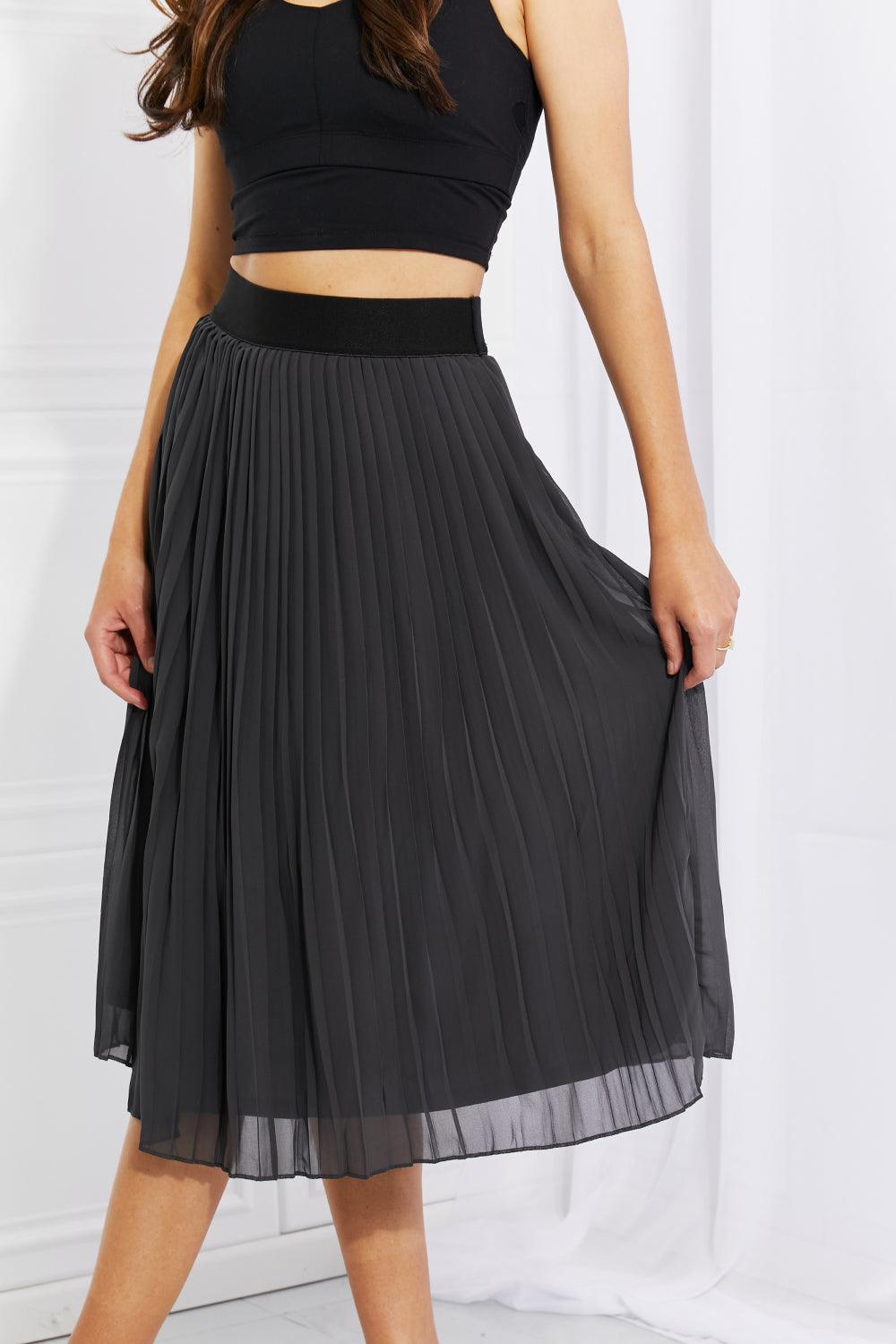 Zenana Full Size Romantic At Heart Pleated Chiffon Midi Skirt - Glamorous Boutique USA L.L.C.