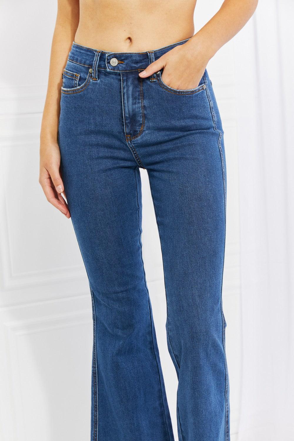 Judy Blue Ava Full Size Cool Denim Tummy Control Flare - Glamorous Boutique USA L.L.C.