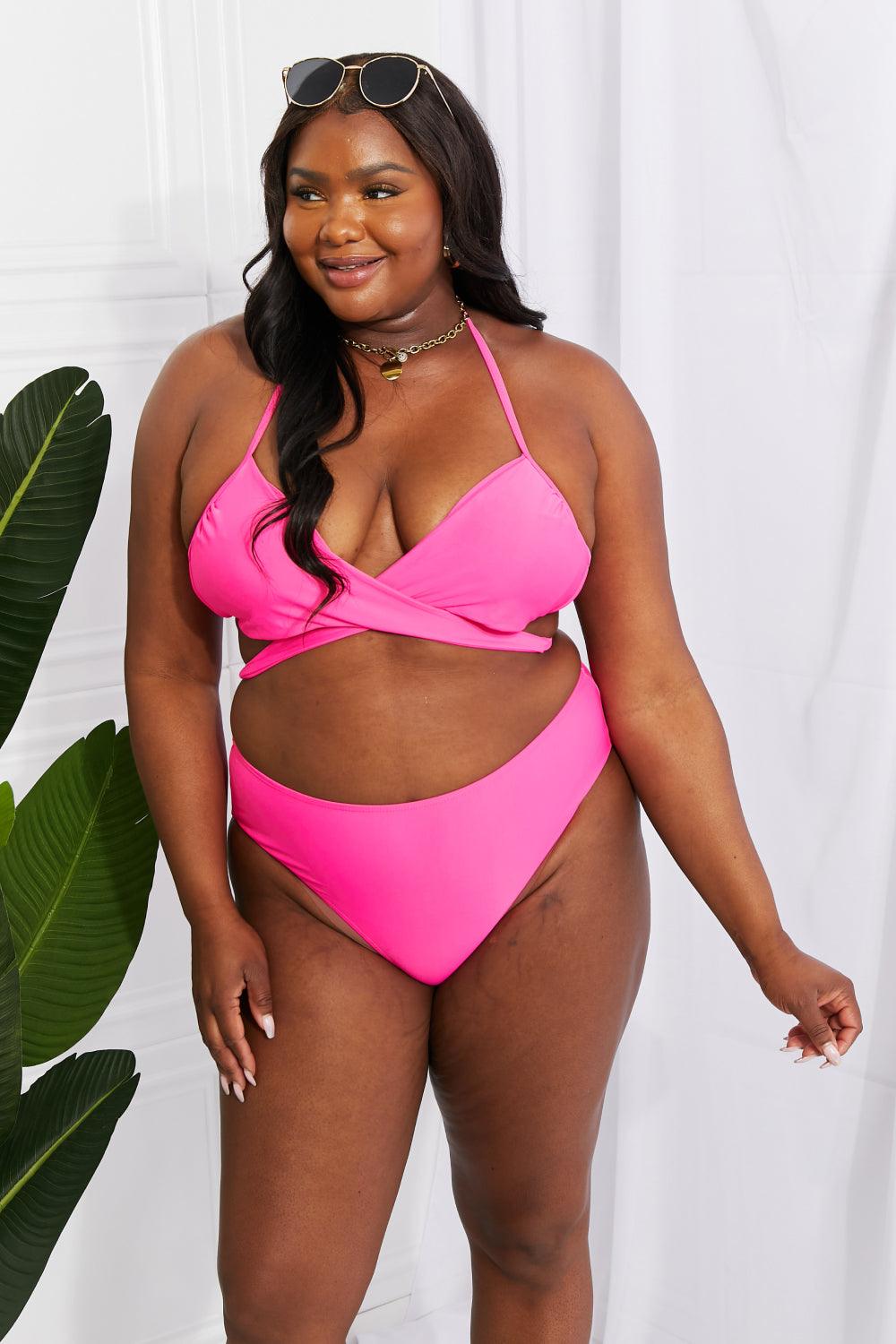 Marina West Swim Summer Splash Halter Bikini Set in Pink - Glamorous Boutique USA L.L.C.