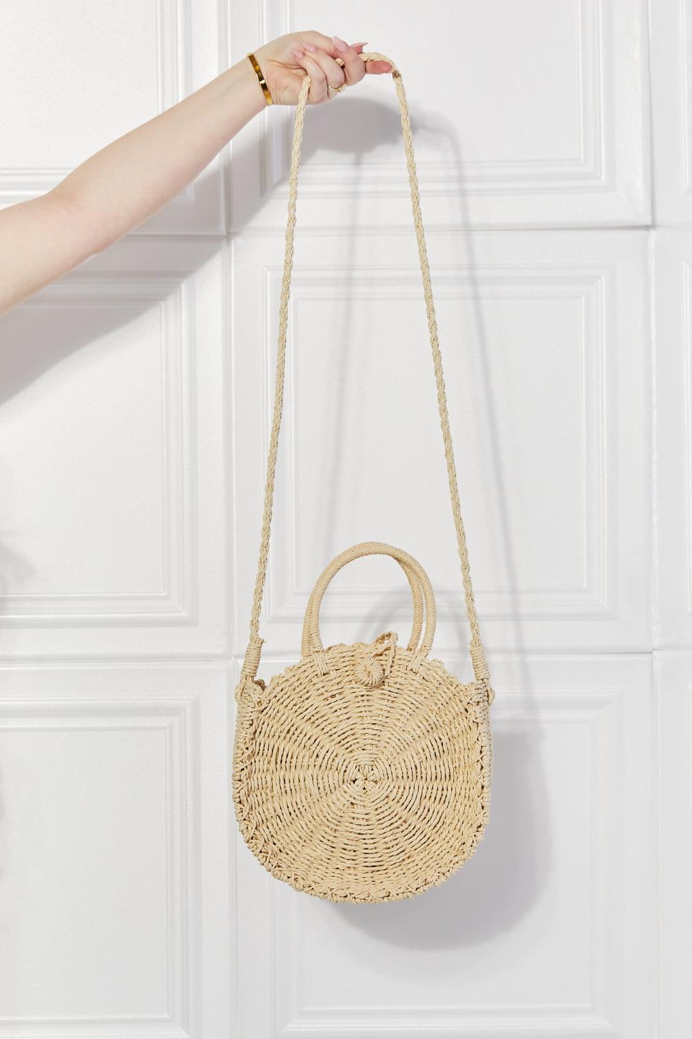 Justin Taylor Feeling Cute Rounded Rattan Handbag in Ivory - Glamorous Boutique USA L.L.C.