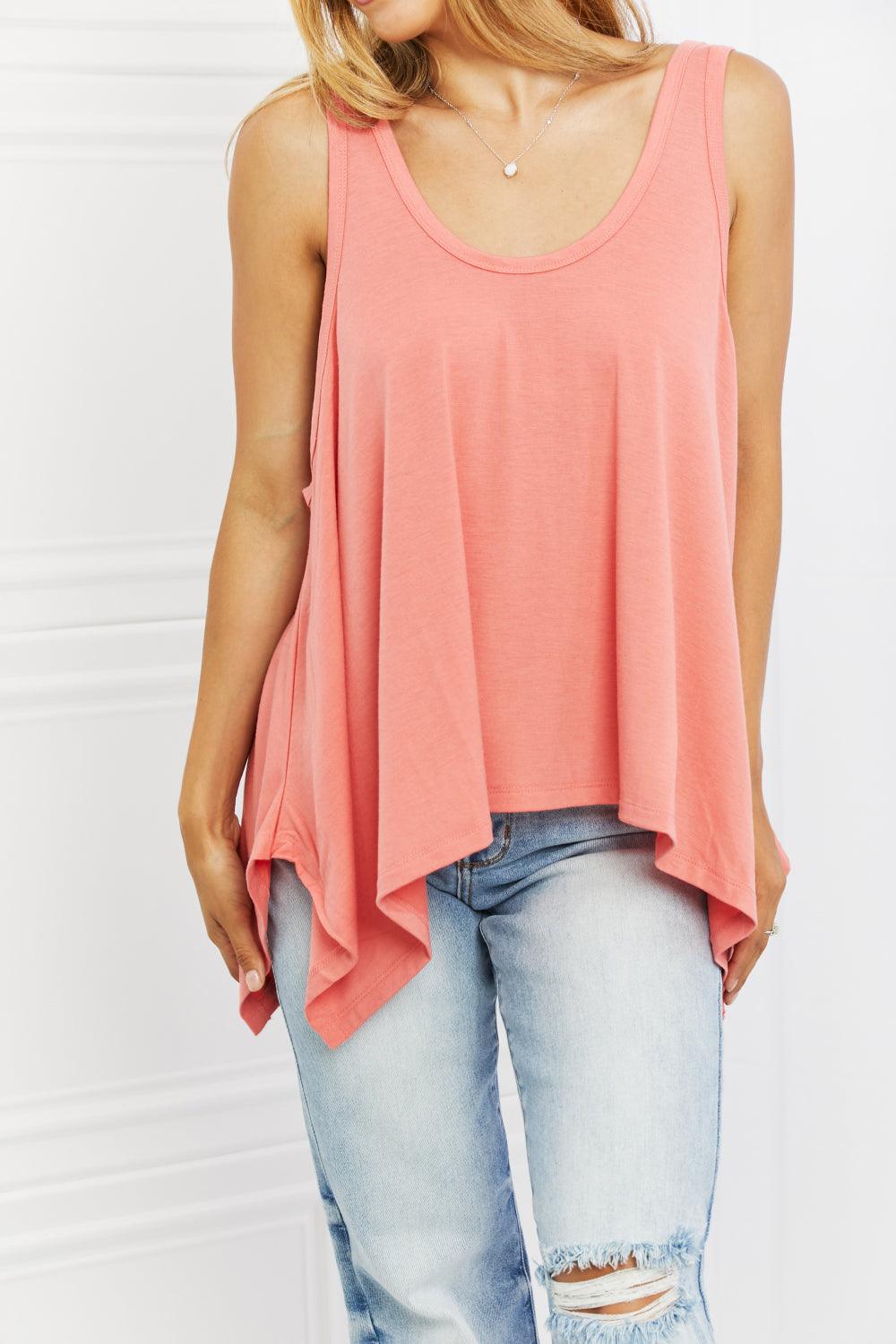 Zenana Feel The Sun Full Size Shark Bite Hem Top - Glamorous Boutique USA L.L.C.