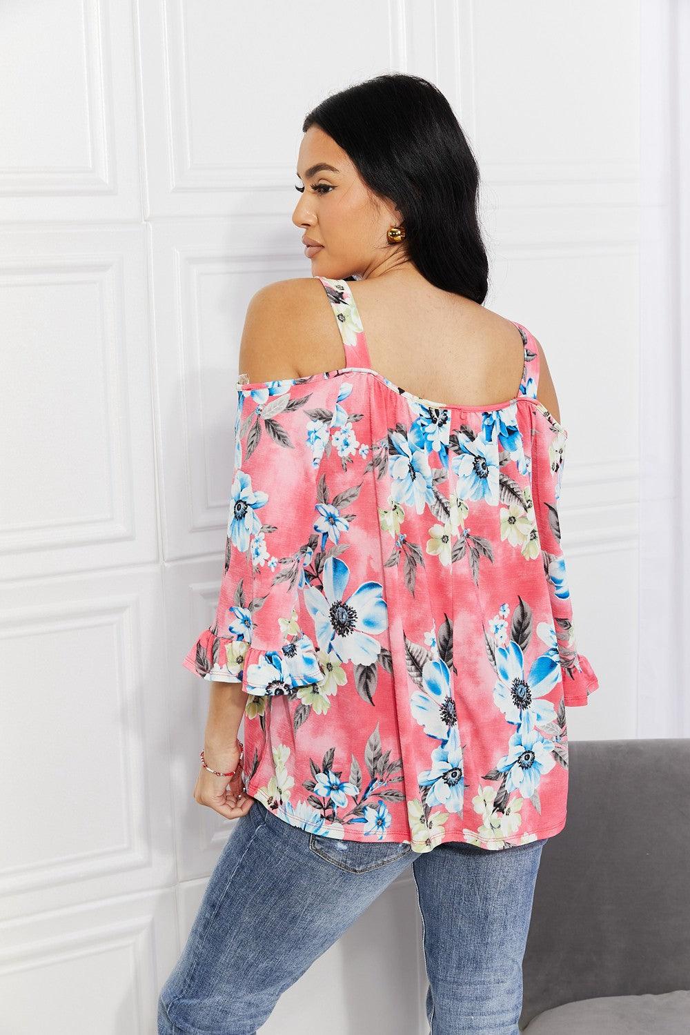 Sew In Love Full Size Fresh Take Floral Cold-Shoulder Top - Glamorous Boutique USA L.L.C.