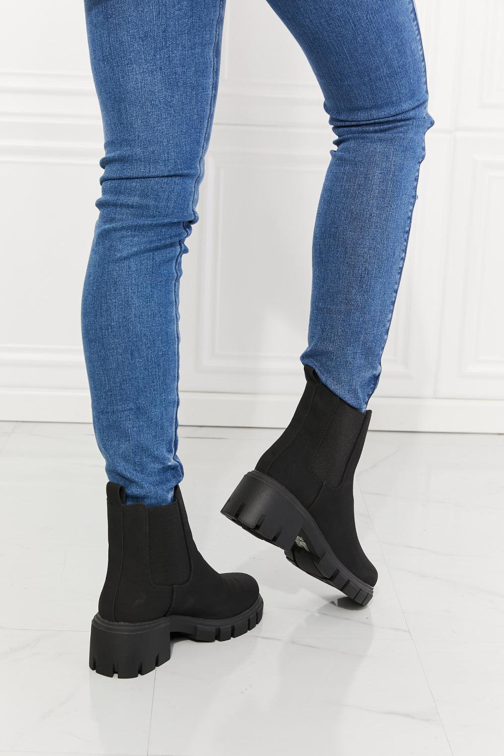 MMShoes Work For It Matte Lug Sole Chelsea Boots in Black - Glamorous Boutique USA L.L.C.