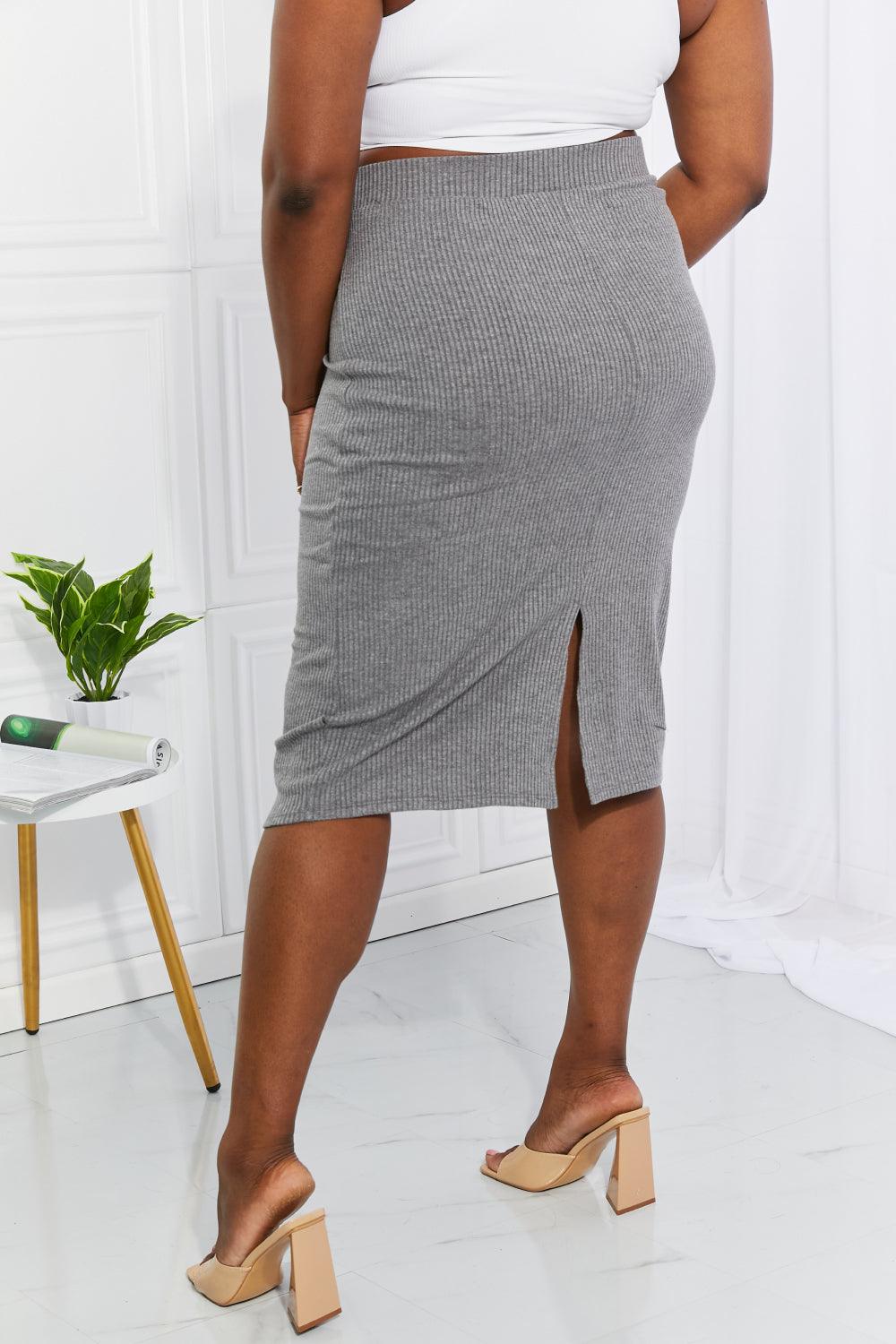 Zenana Full Size Effortless Class Ribbed Midi Skirt - Glamorous Boutique USA L.L.C.