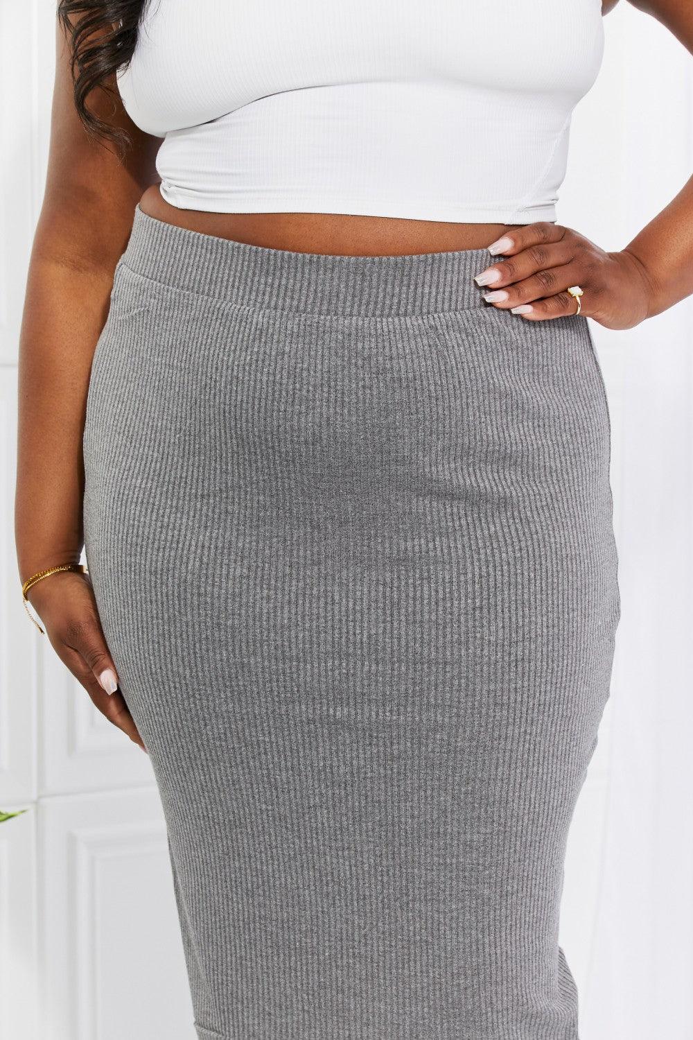 Zenana Full Size Effortless Class Ribbed Midi Skirt - Glamorous Boutique USA L.L.C.
