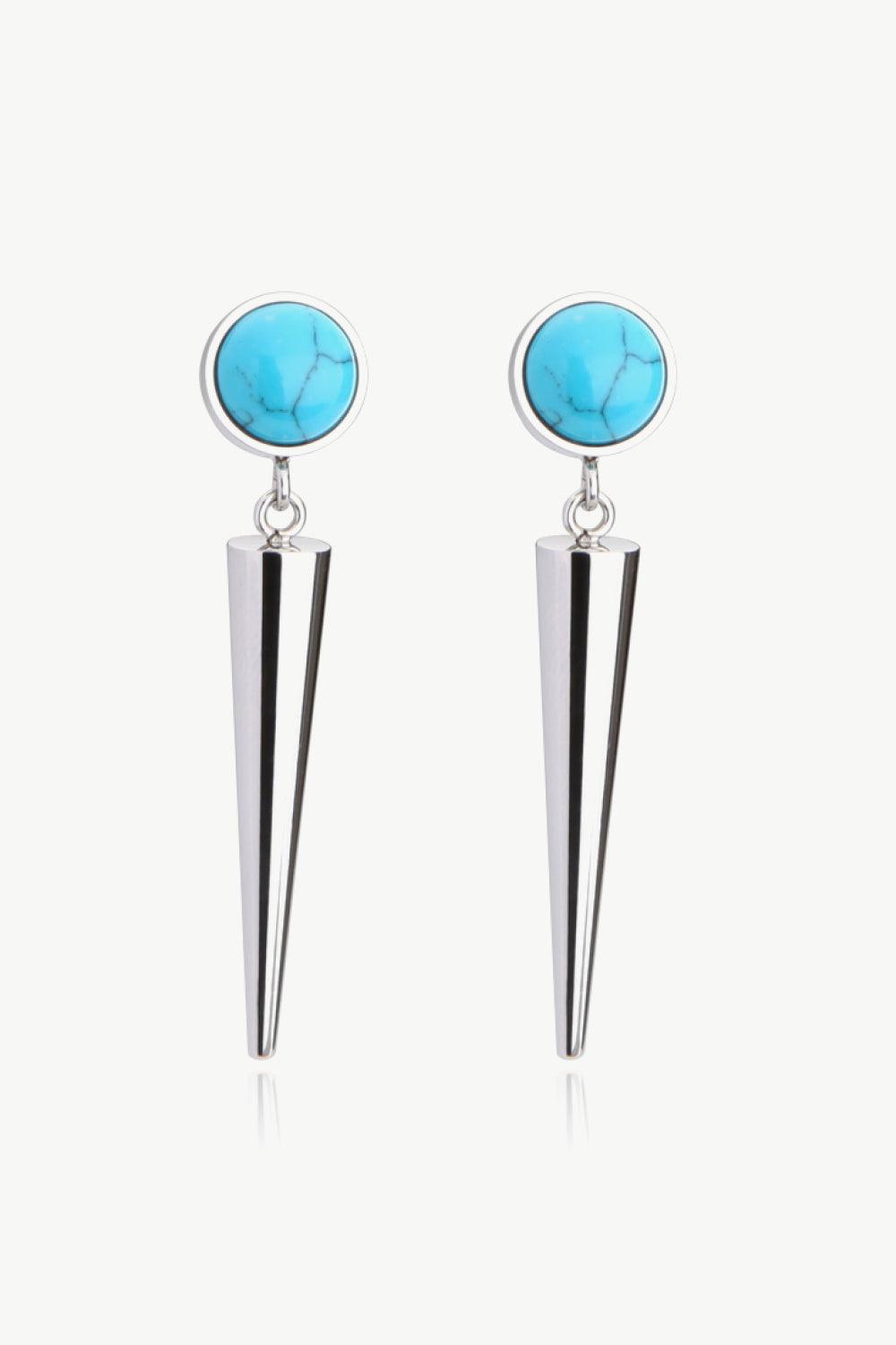 18K Stainless Steel Turquoise Drop Earrings - Glamorous Boutique USA L.L.C.