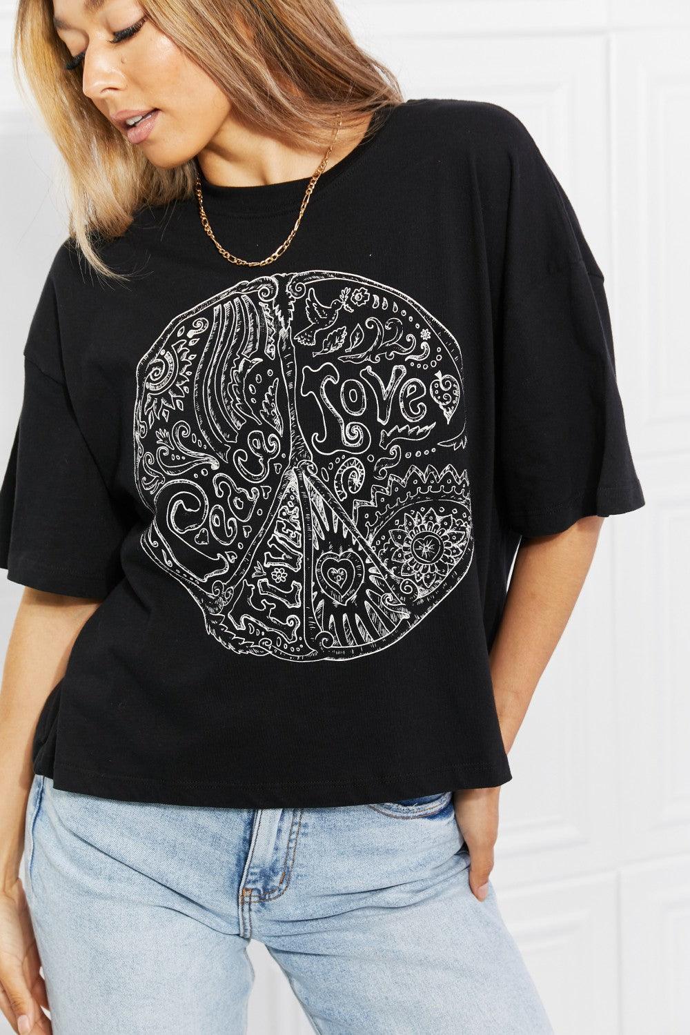 mineB Peace Crop Graphic Tee - Glamorous Boutique USA L.L.C.