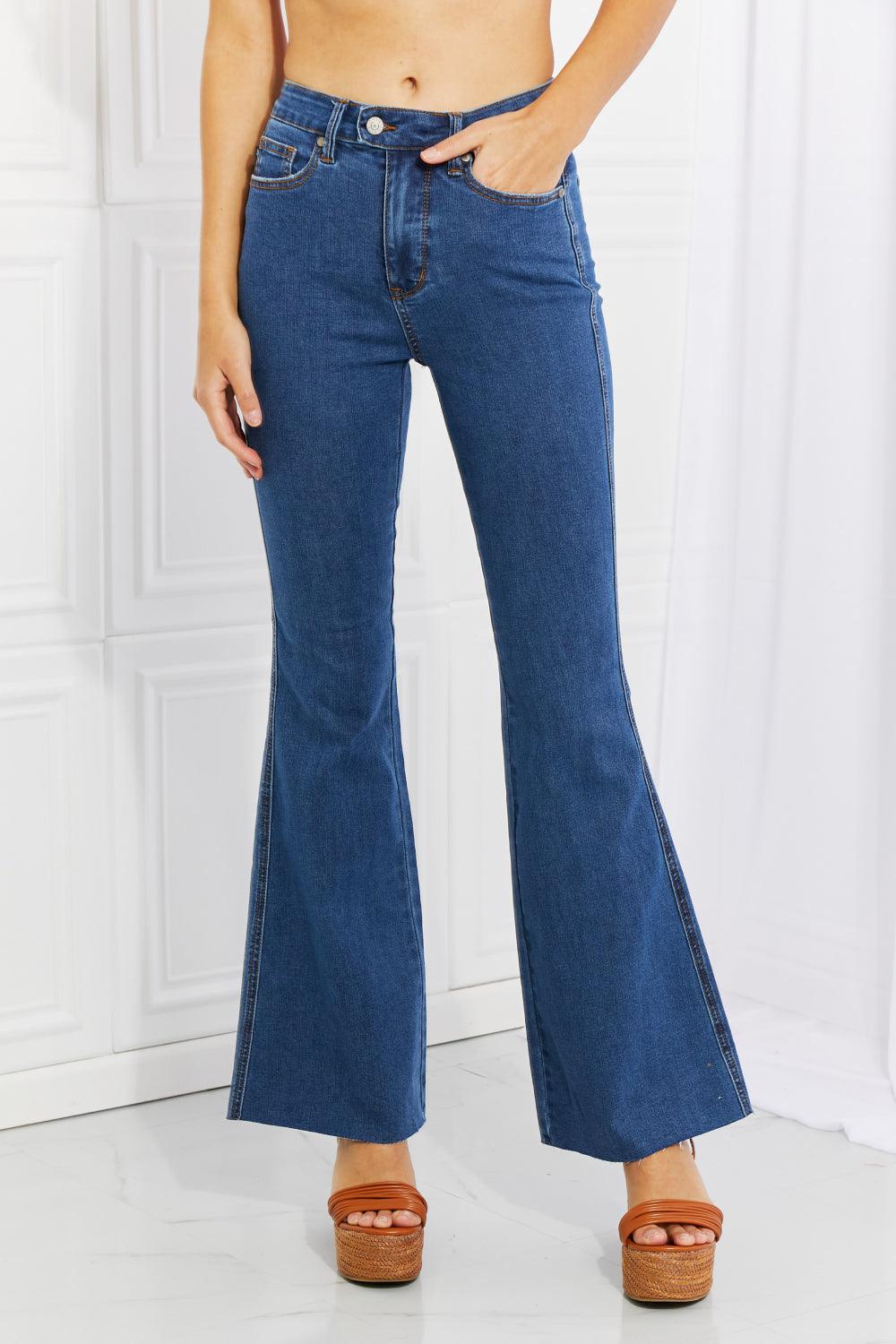 Judy Blue Ava Full Size Cool Denim Tummy Control Flare - Glamorous Boutique USA L.L.C.