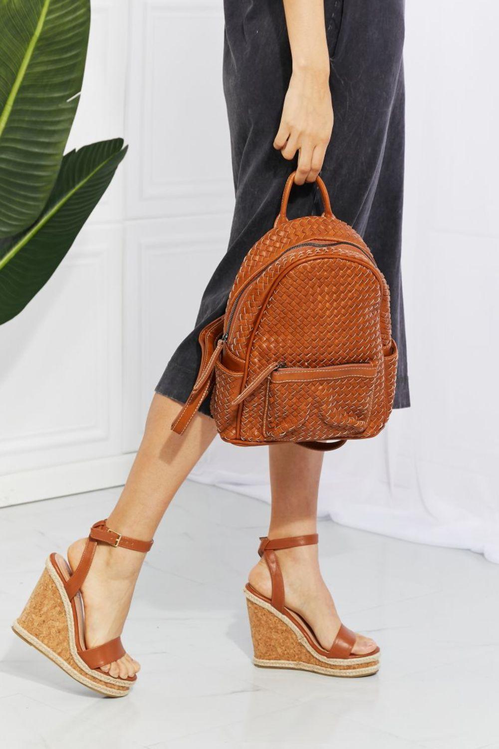 SHOMICO Certainly Chic Faux Leather Woven Backpack - Glamorous Boutique USA L.L.C.