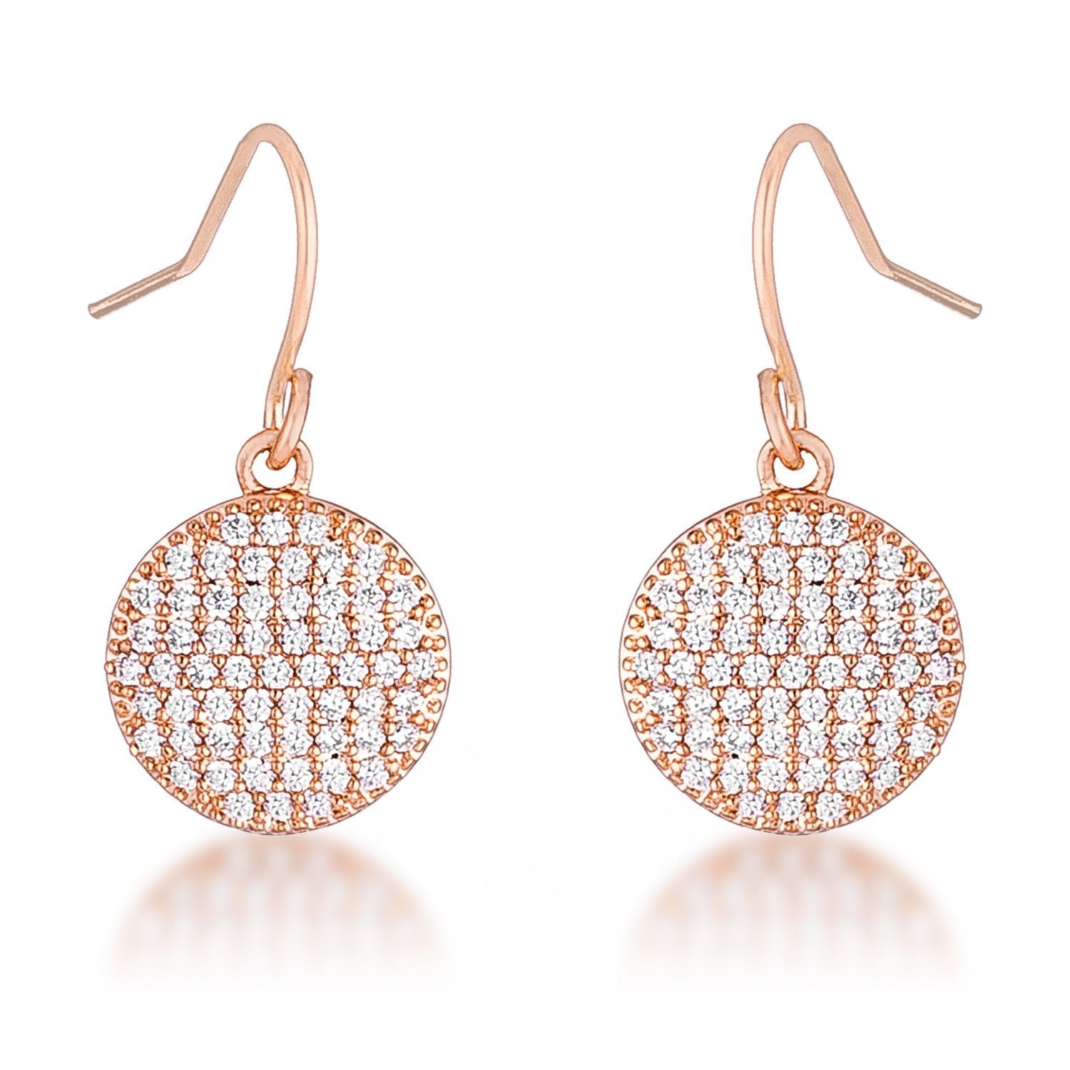 .6 Ct Elegant CZ Rose Gold Plated Disk Earrings