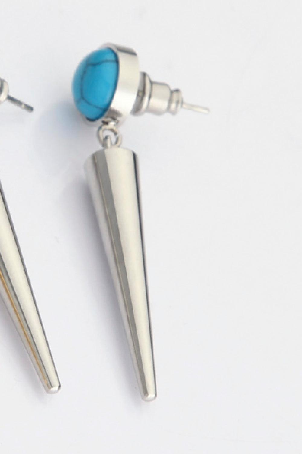 18K Stainless Steel Turquoise Drop Earrings - Glamorous Boutique USA L.L.C.