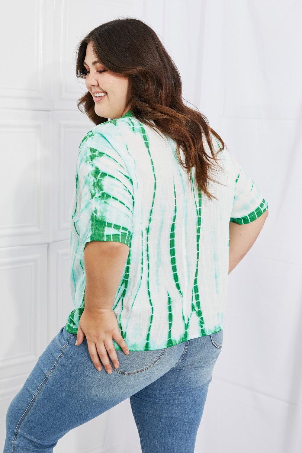 Sew In Love Beachy Keen Full Size Tie-Dye Collared Top - Glamorous Boutique USA L.L.C.