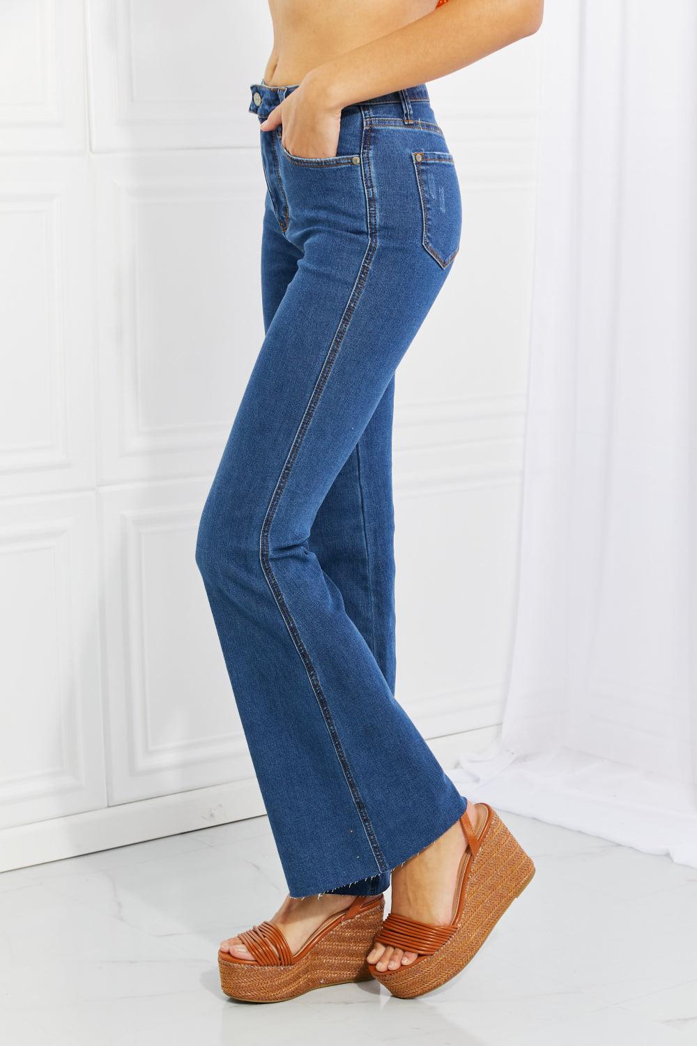 Judy Blue Ava Full Size Cool Denim Tummy Control Flare - Glamorous Boutique USA L.L.C.