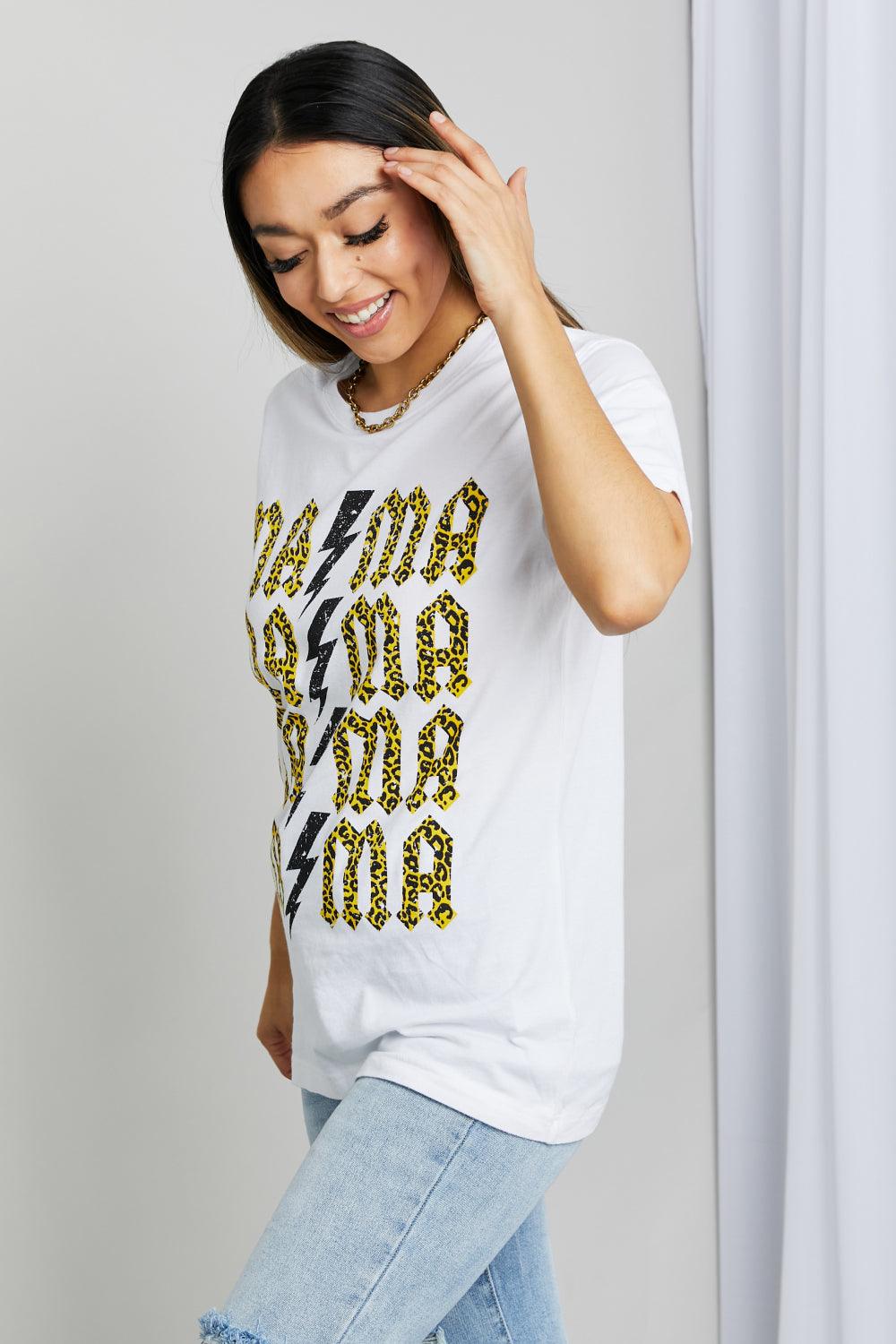 mineB Full Szie MAMA Leopard Lightning Graphic Tee - Glamorous Boutique USA L.L.C.