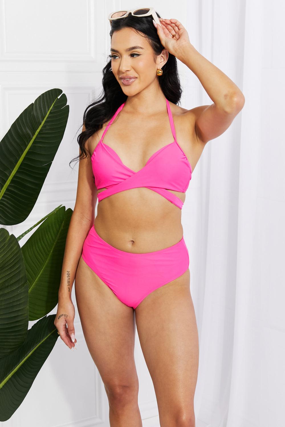 Marina West Swim Summer Splash Halter Bikini Set in Pink - Glamorous Boutique USA L.L.C.