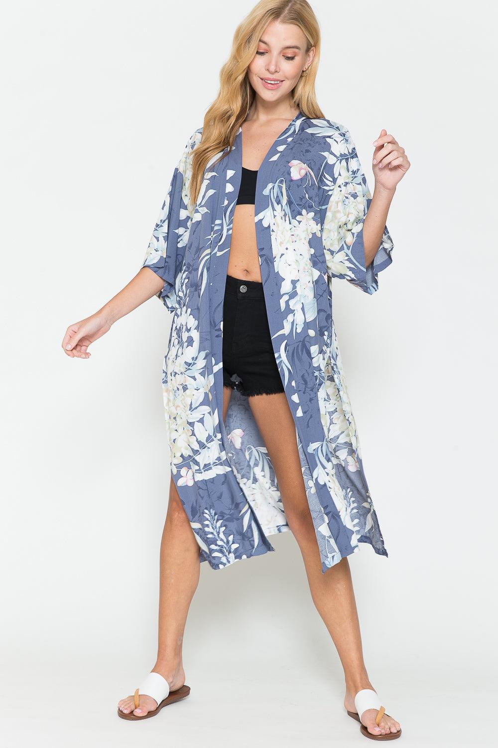 Justin Taylor Botanical Print Split Cover Up - Glamorous Boutique USA L.L.C.