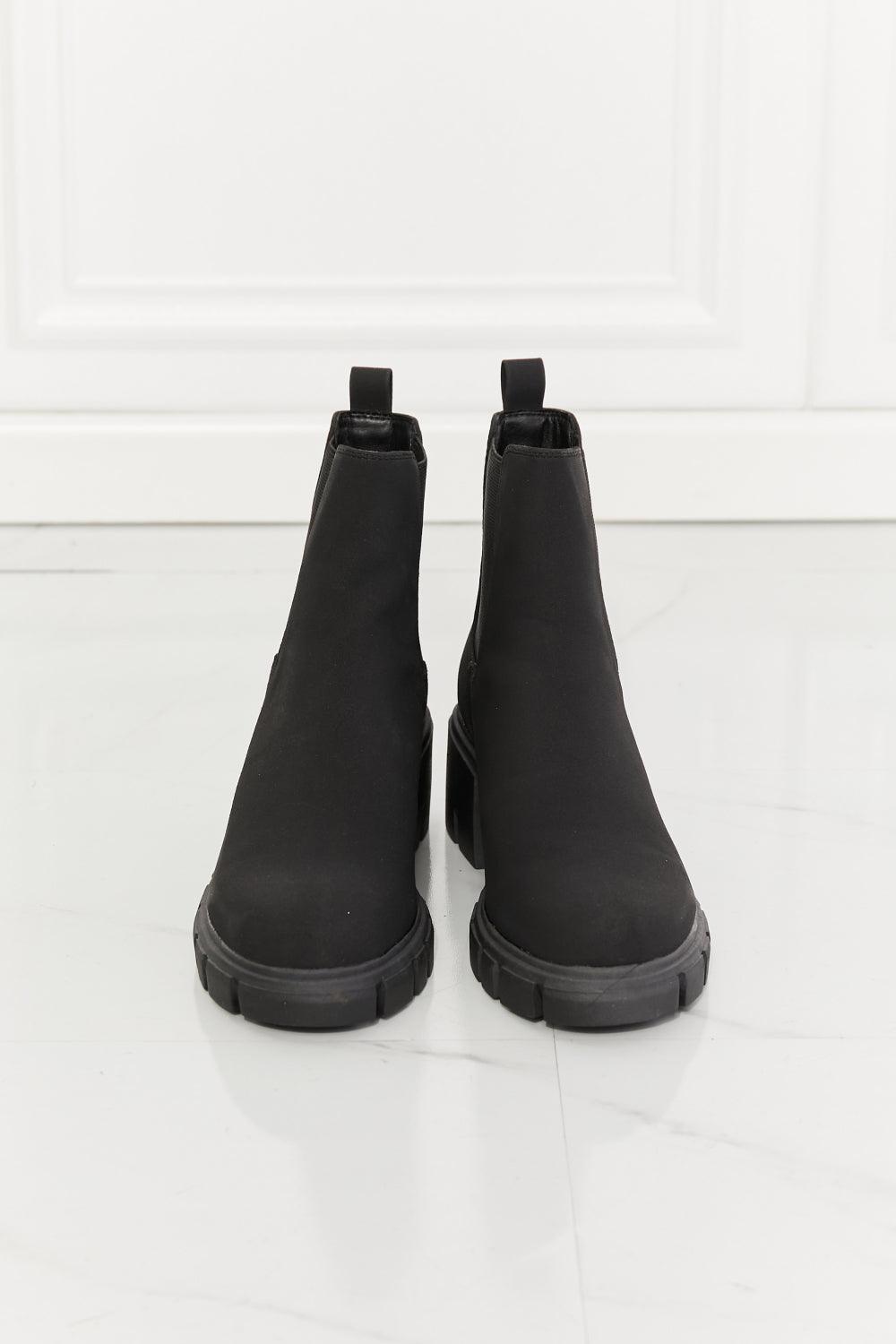 MMShoes Work For It Matte Lug Sole Chelsea Boots in Black - Glamorous Boutique USA L.L.C.