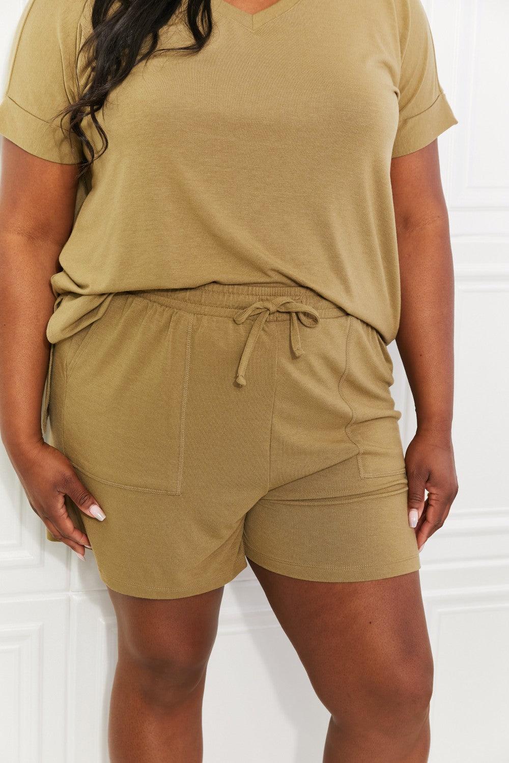 Zenana Full Size Morning Coffee V-Neck Top & Shorts Lounge Set - Glamorous Boutique USA L.L.C.