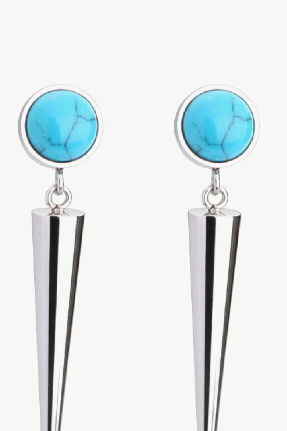 18K Stainless Steel Turquoise Drop Earrings - Glamorous Boutique USA L.L.C.