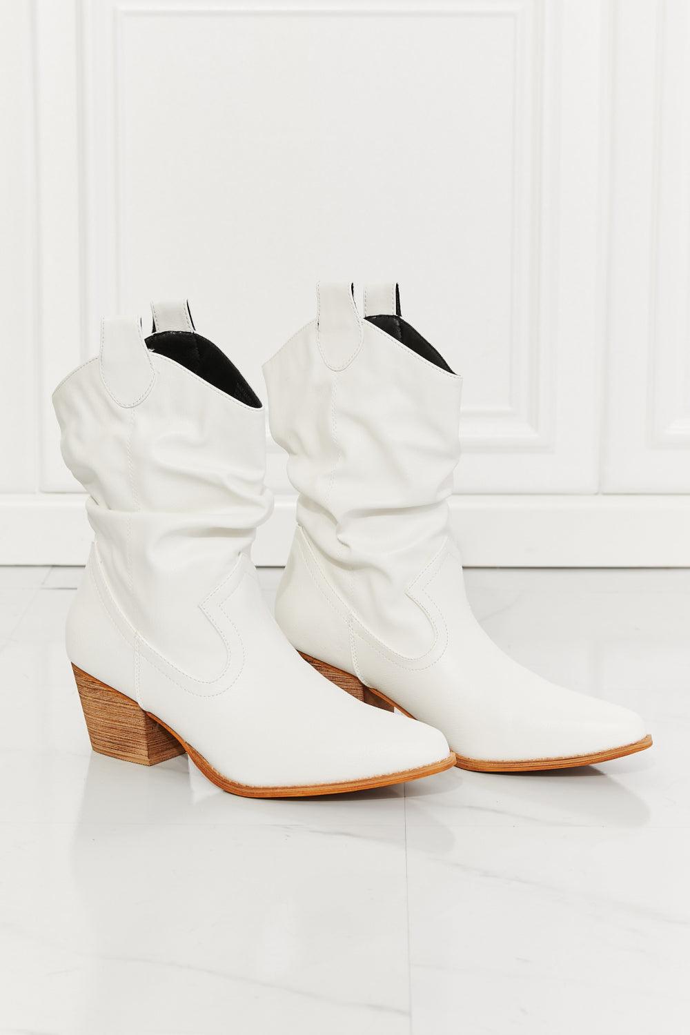 MMShoes Better in Texas Scrunch Cowboy Boots in White - Glamorous Boutique USA L.L.C.