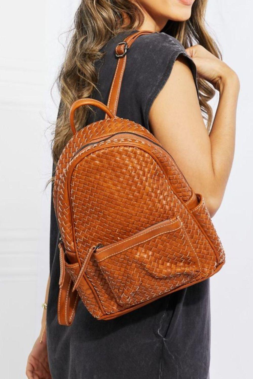 SHOMICO Certainly Chic Faux Leather Woven Backpack - Glamorous Boutique USA L.L.C.
