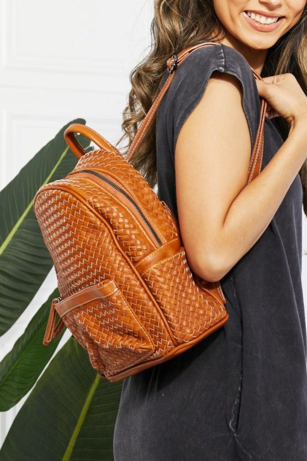 SHOMICO Certainly Chic Faux Leather Woven Backpack - Glamorous Boutique USA L.L.C.