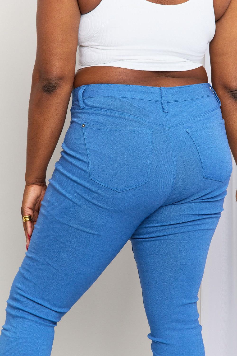 Full Size Mid-Rise Stretch Skinny Jeans in Electric Blue - Glamorous Boutique USA L.L.C.